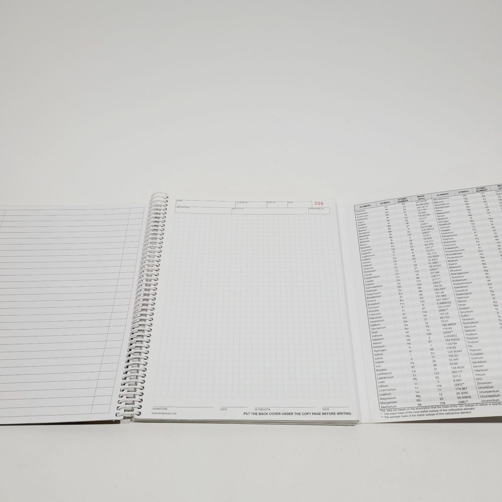 BARBAKAM Lab Notebok 100 Carbonless Pages Spiral Bound(Copy Pg Perforated)