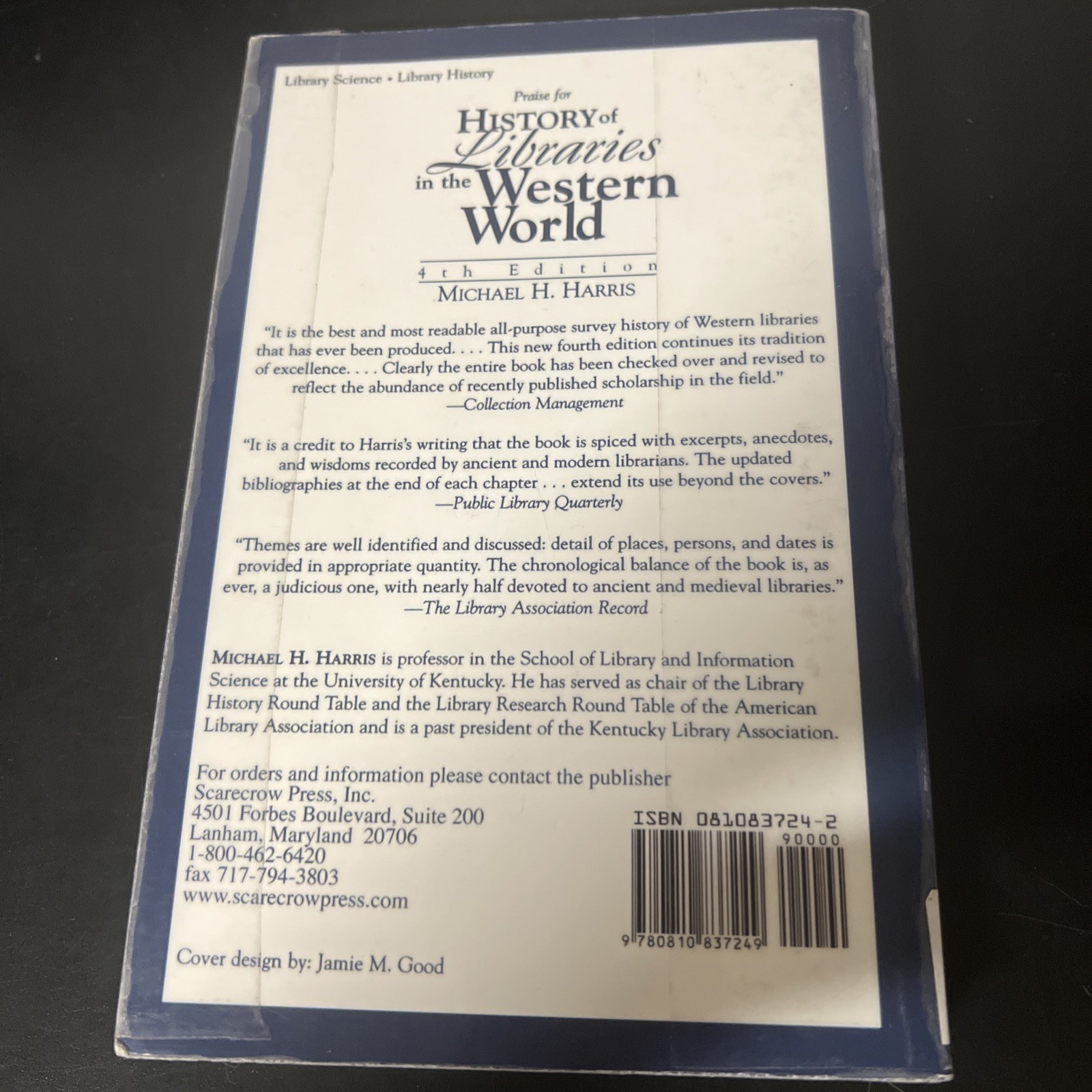 History of Libraries of the Western World, 4th ed. Paperback, Ex-library