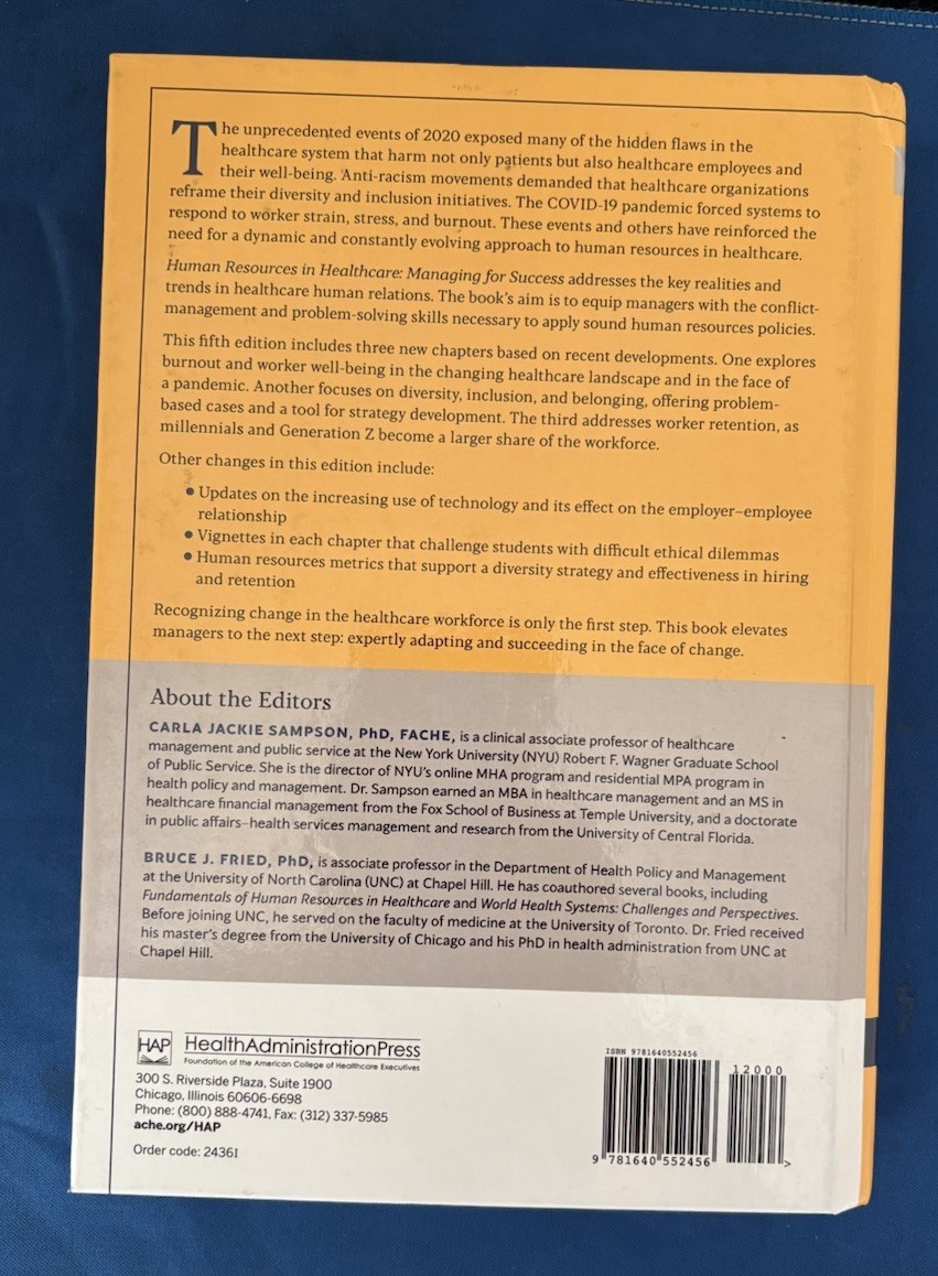 Human Resources in Healthcare: – Hardcover, by Sampson PhD Carla – Acceptable