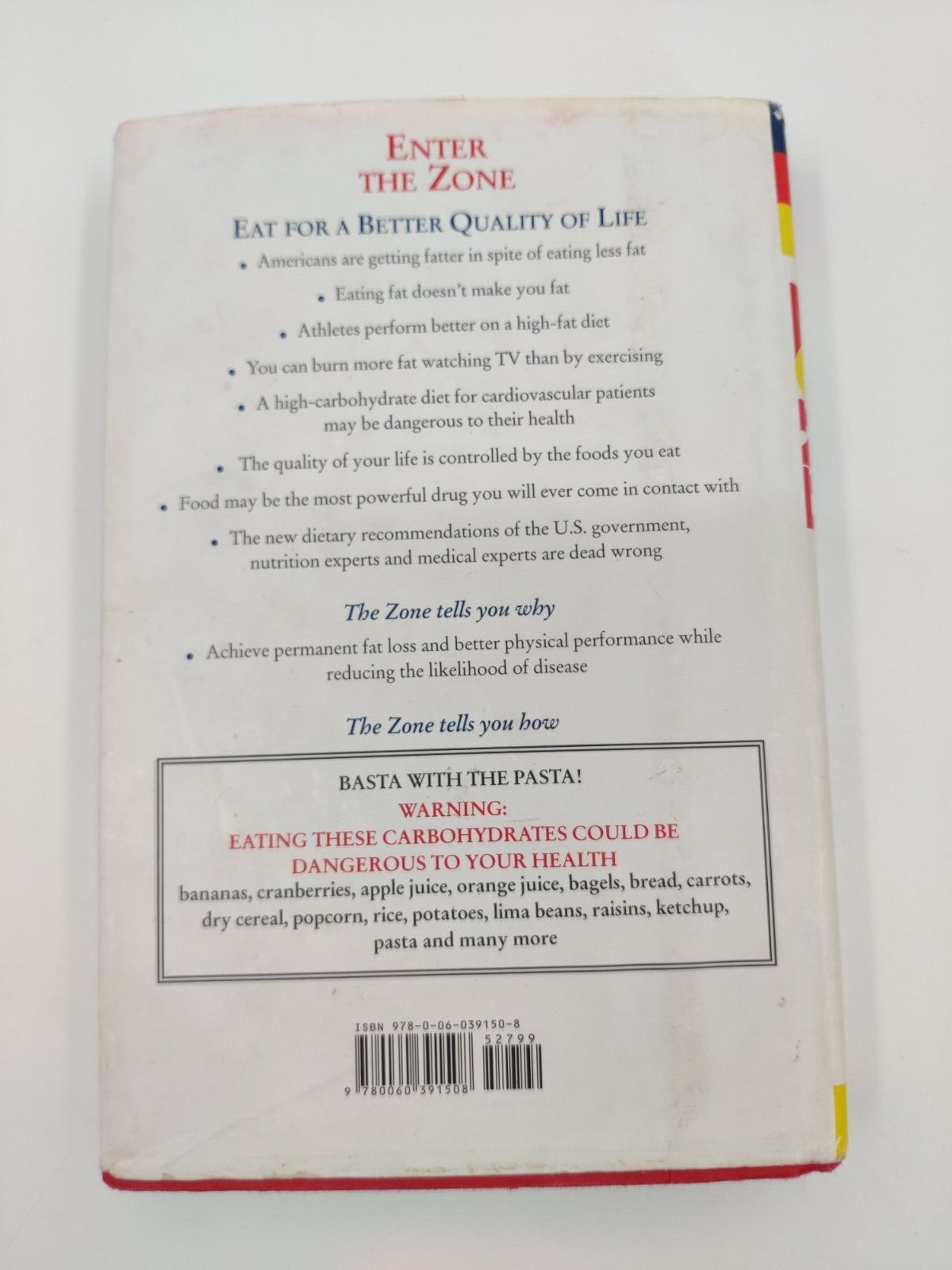 Enter The Zone: A Dietary Road map – Hardcover By Barry Sears – GOOD