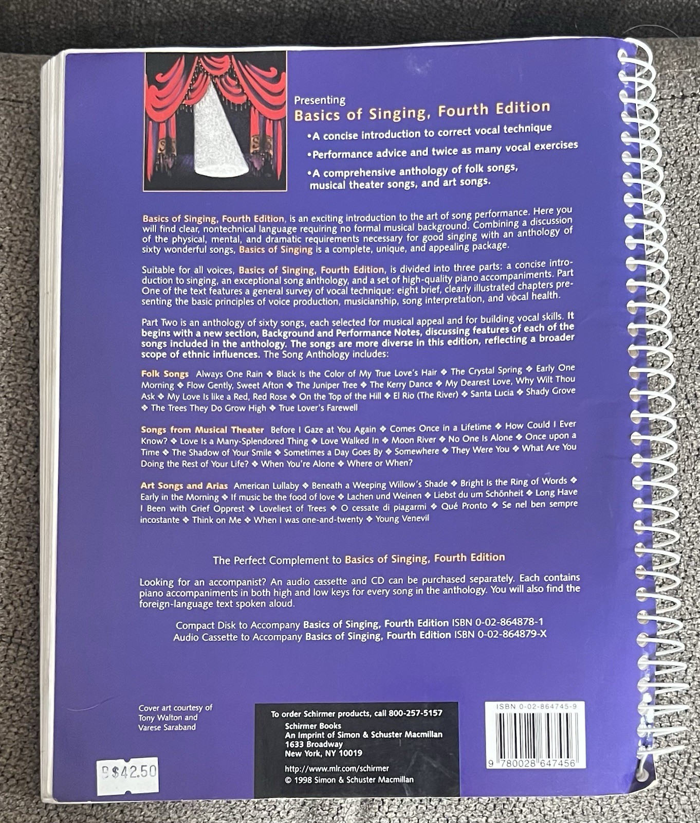 Basics of Singing – Spiral-bound By Schmidt, Jan – 4th Edition FREE SHIPPING