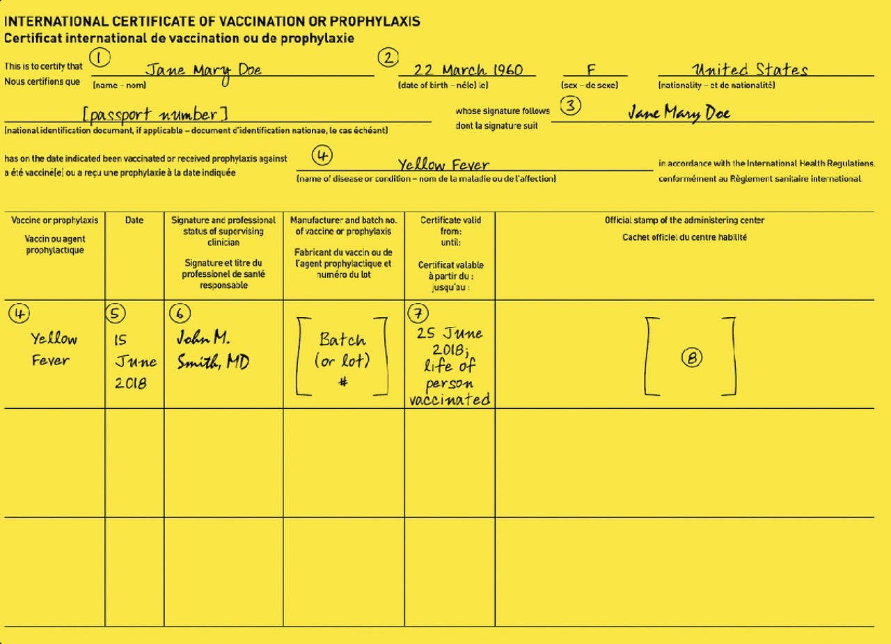 International Certificate of Vaccination or Prophylaxis (ICVP) – Yellow Fever