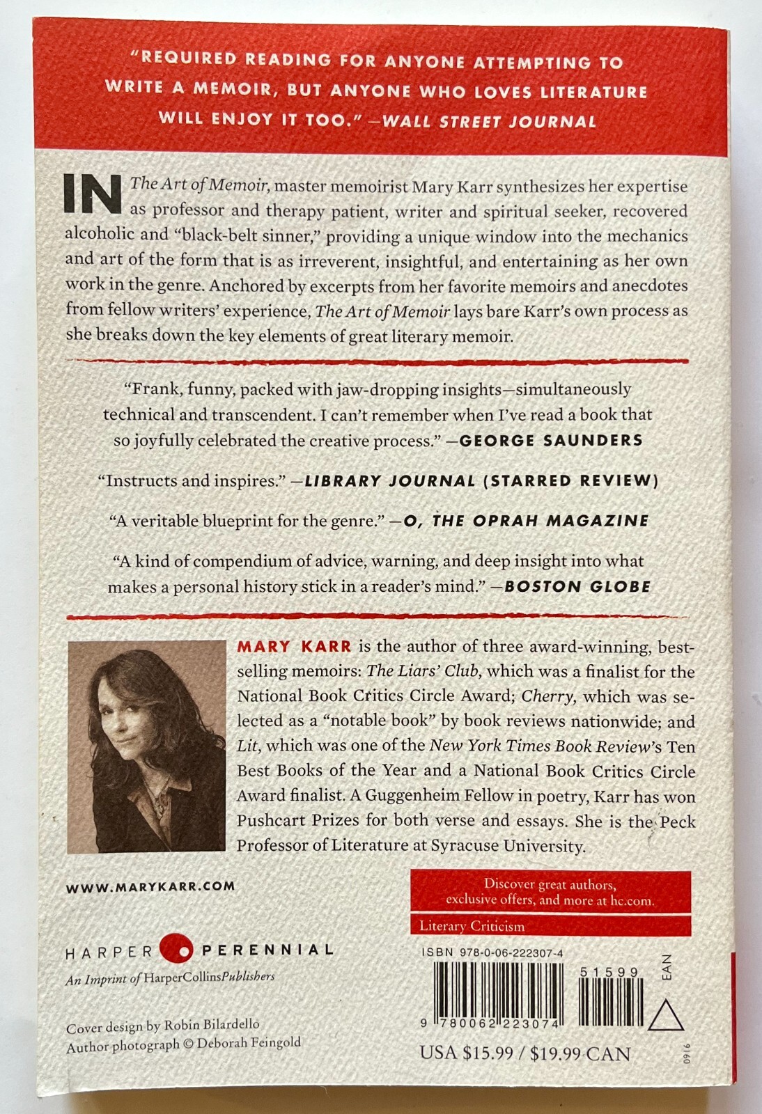 The Art of Memoir 2016 PAPERBACK by Mary Karr NY Times Best Seller