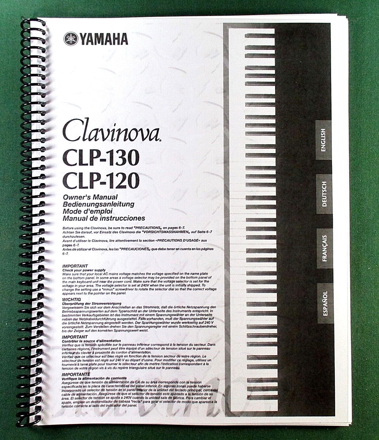 Yamaha CLP-130 CLP-120 Instruction Manual: 80 Pages & Protective Covers!
