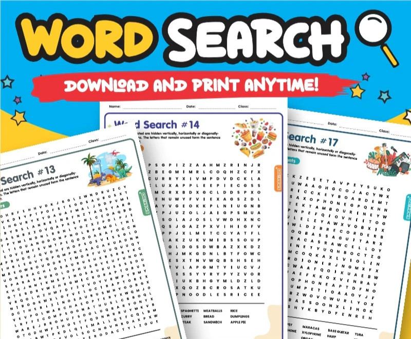 Word Search Puzzles | 50 Pages + Answers- Improve Kids Vocabulary, Spelling