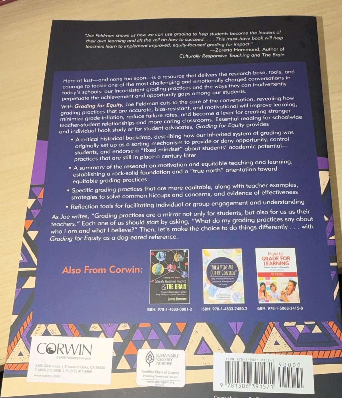 Joe Feldman Grading for Equity Paperback 2018 Corwin Education Textbook
