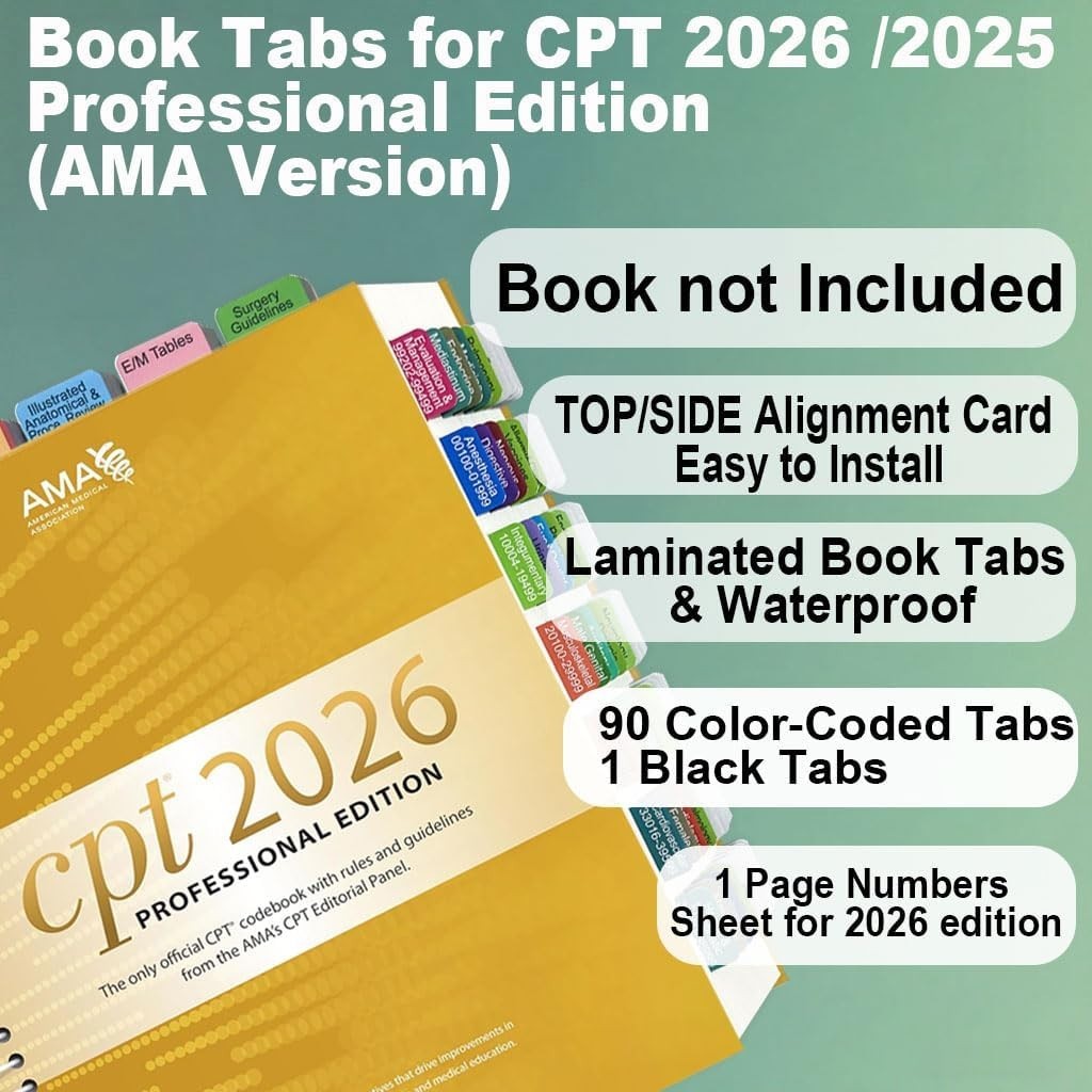Index Tabs for AMA CPT Book, ICD-10 Code Book, HCPCS Level II Book, 3-Set Bundle