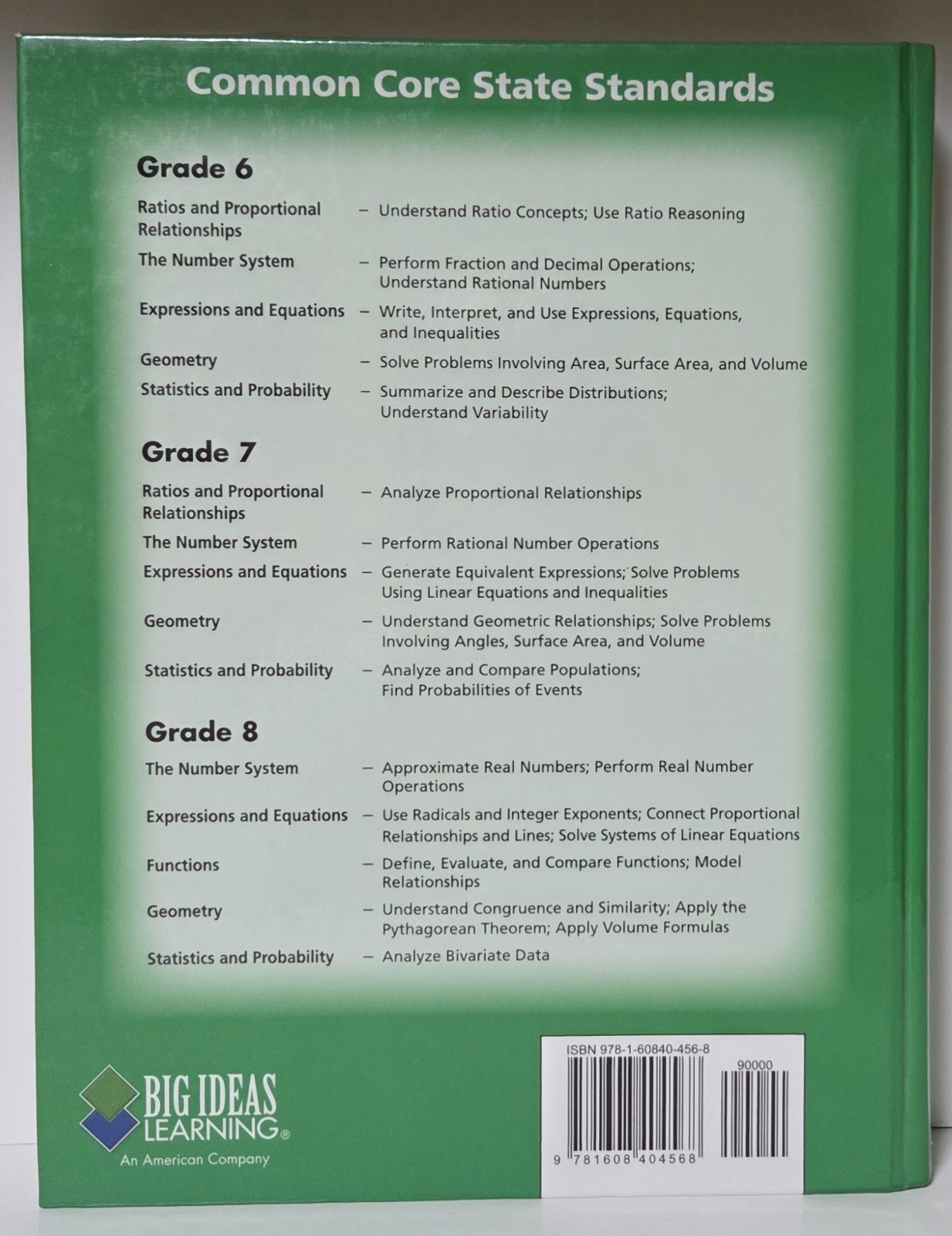 BIG IDEAS MATH TEACHING EDITION-HC-2014-RON LARSON AND LAURIE BOSWELL-LIKE NEW