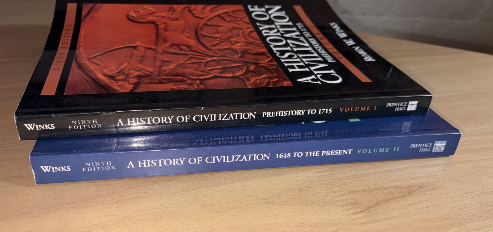 A History of Civilization Vol 1 & 2 Robin Winks 9th Ed Prentice Hall Two Vol Set