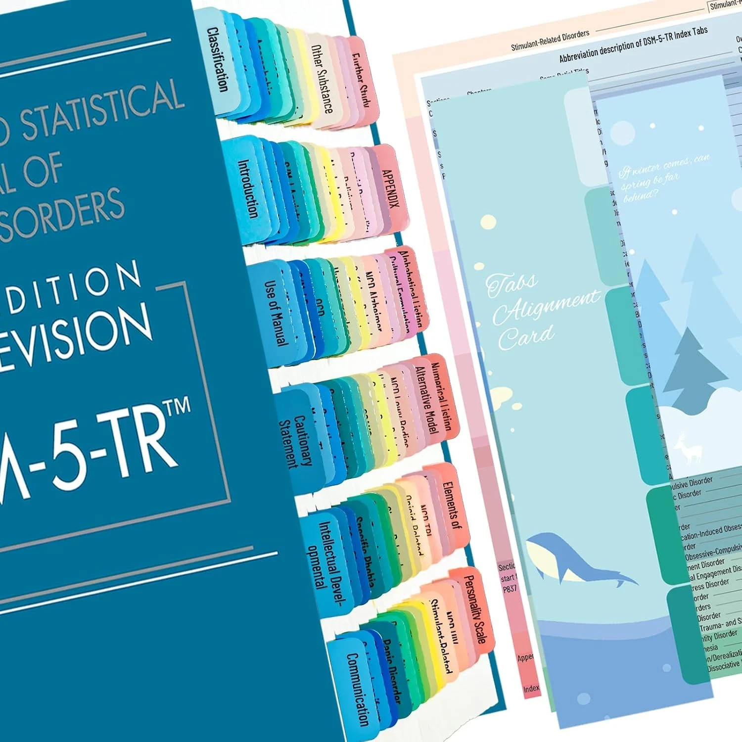 DSM-5-TR Index Tabs: 112 Laminated Color-Coded Tabs with Alignment Guide