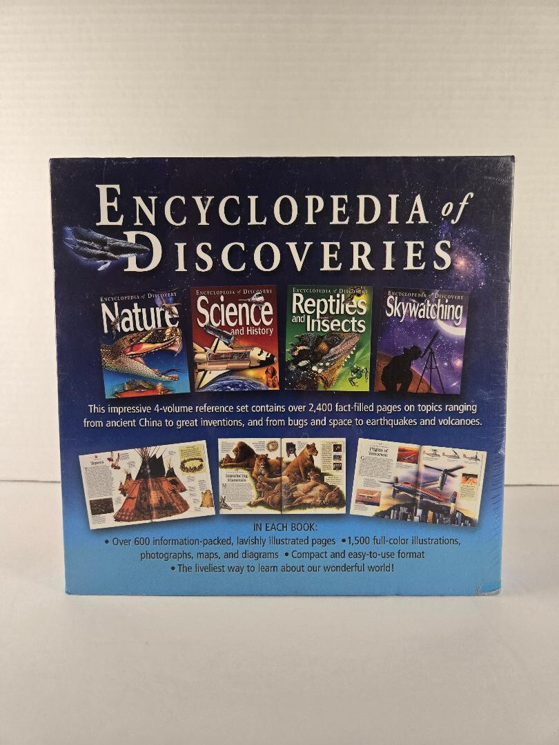 ENCYCLOPEDIA of DISCOVERIES 4-BOOK-BOX SET (4-Vol set: Nat, Sci & Hist, Reptile)