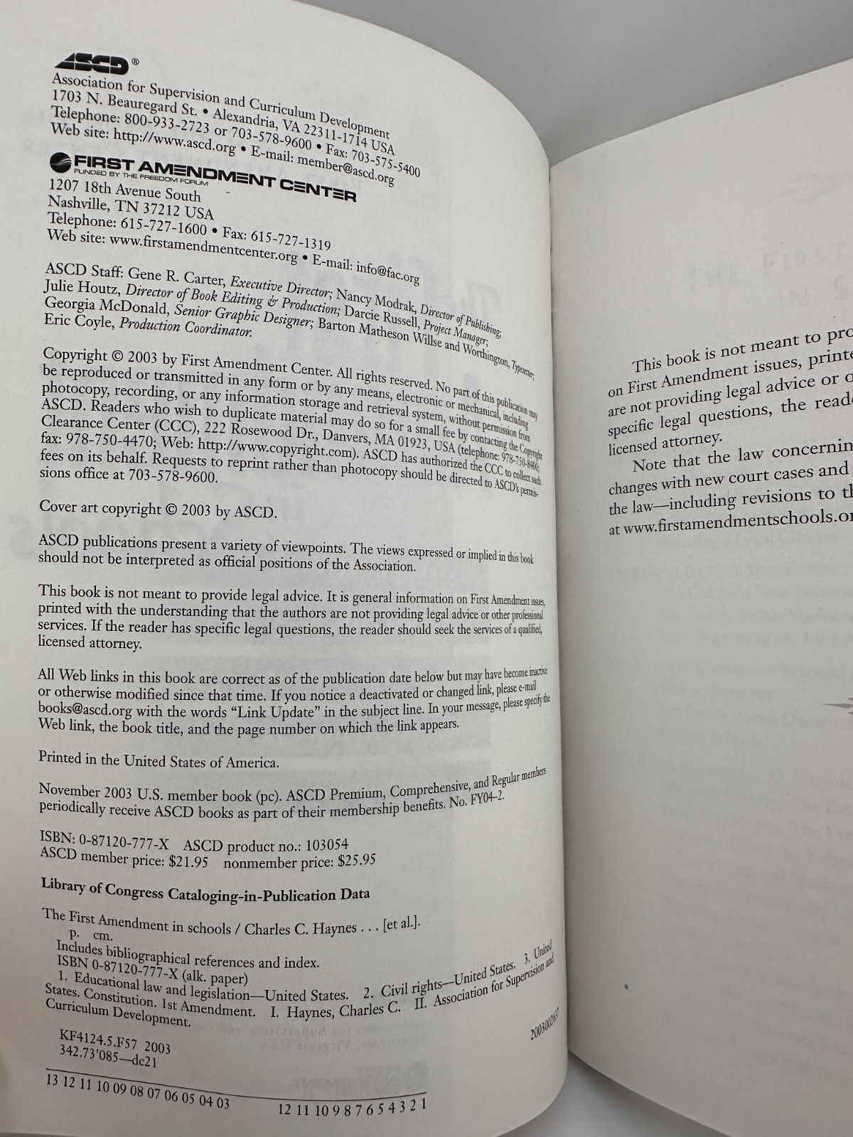 The First Amendment in Schools Haynes PB Education Law Civics Guide