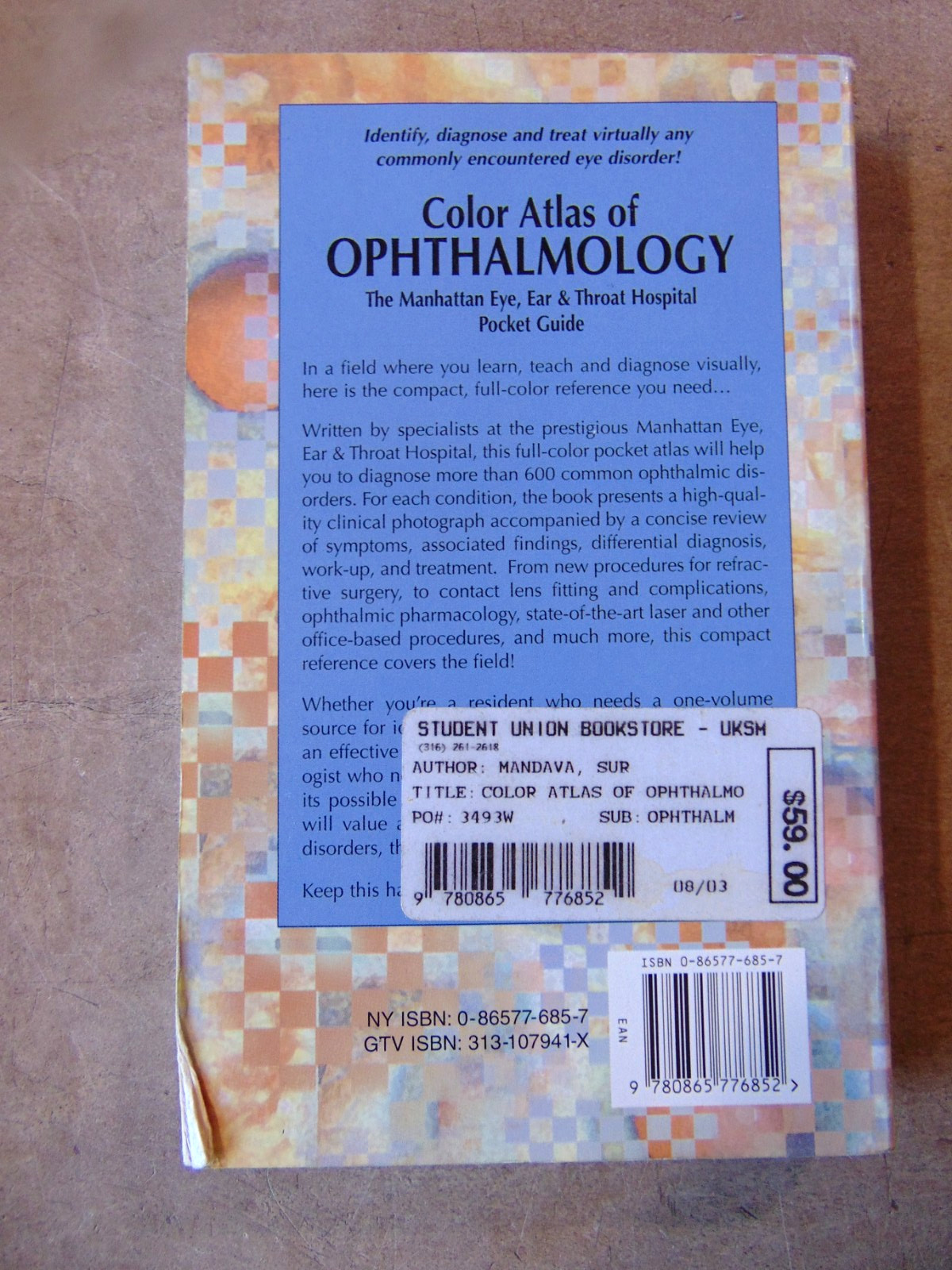 Color Atlas of Ophthalmology Mandava 1999 Manhattan eye ear throat pocket guide