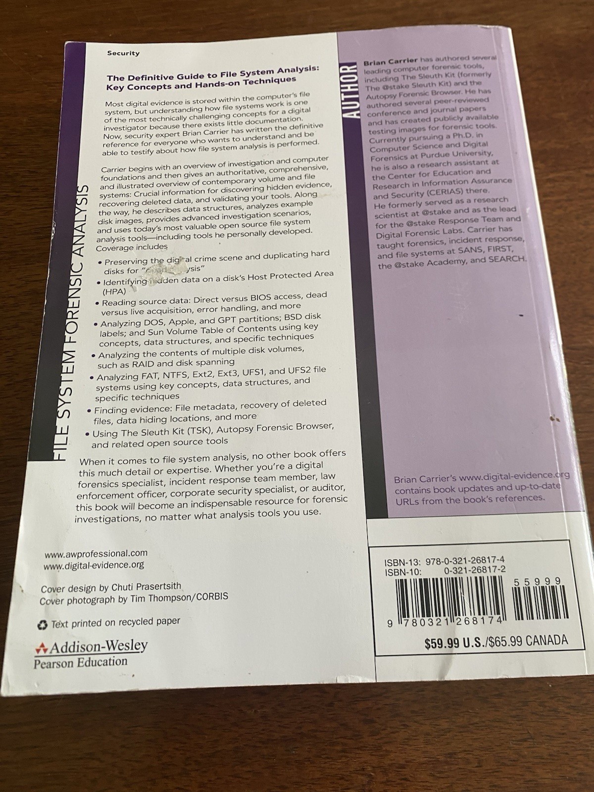 File System Forensic Analysis Brian Carrier 2005 Paperback Digital Evidence