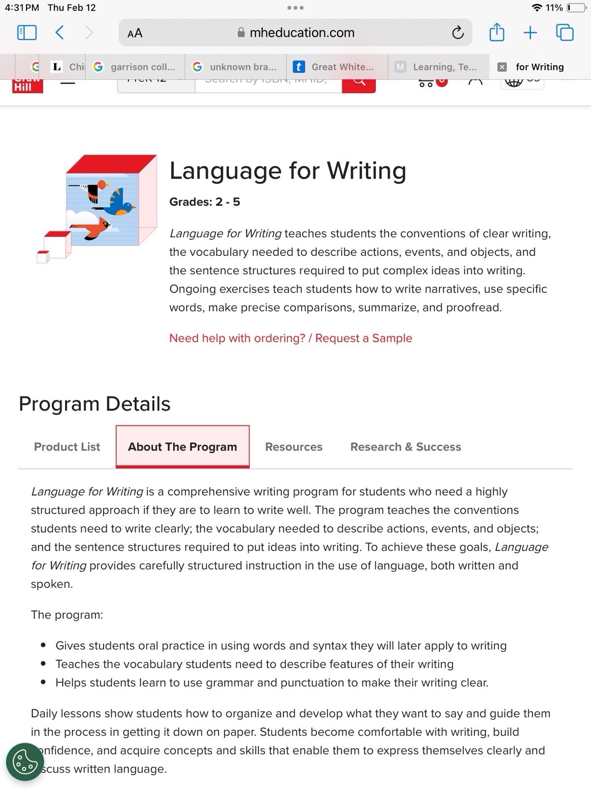 SRA Language for Writing Full Teacher’s Edition Set Grades 2-5 ($815 New)
