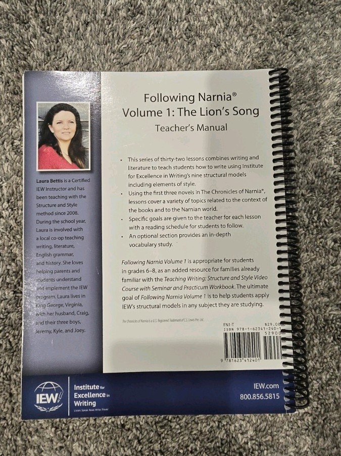 IEW Following Nardia Volume 1 The Lion’s Song Teacher’s Manual Writing Lessons