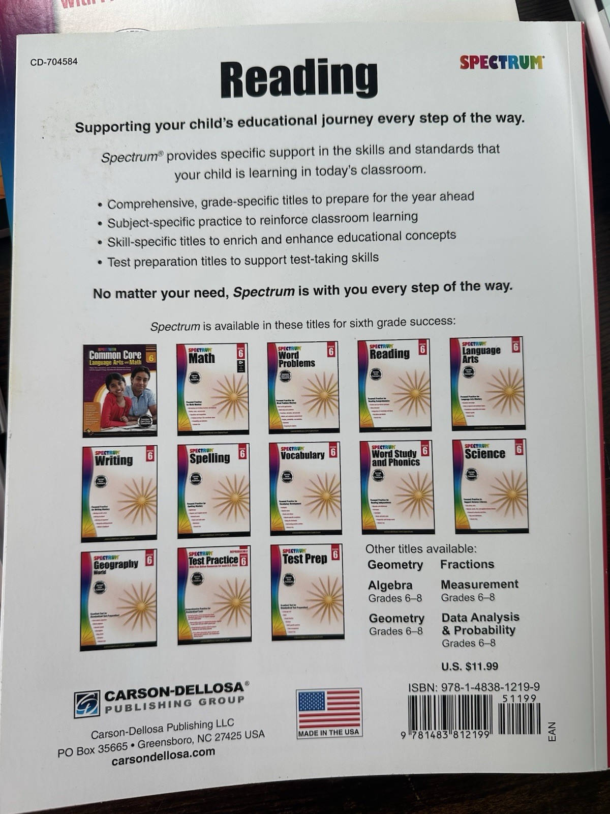 Grade 6 Spectrum Workbooks, All Subjects