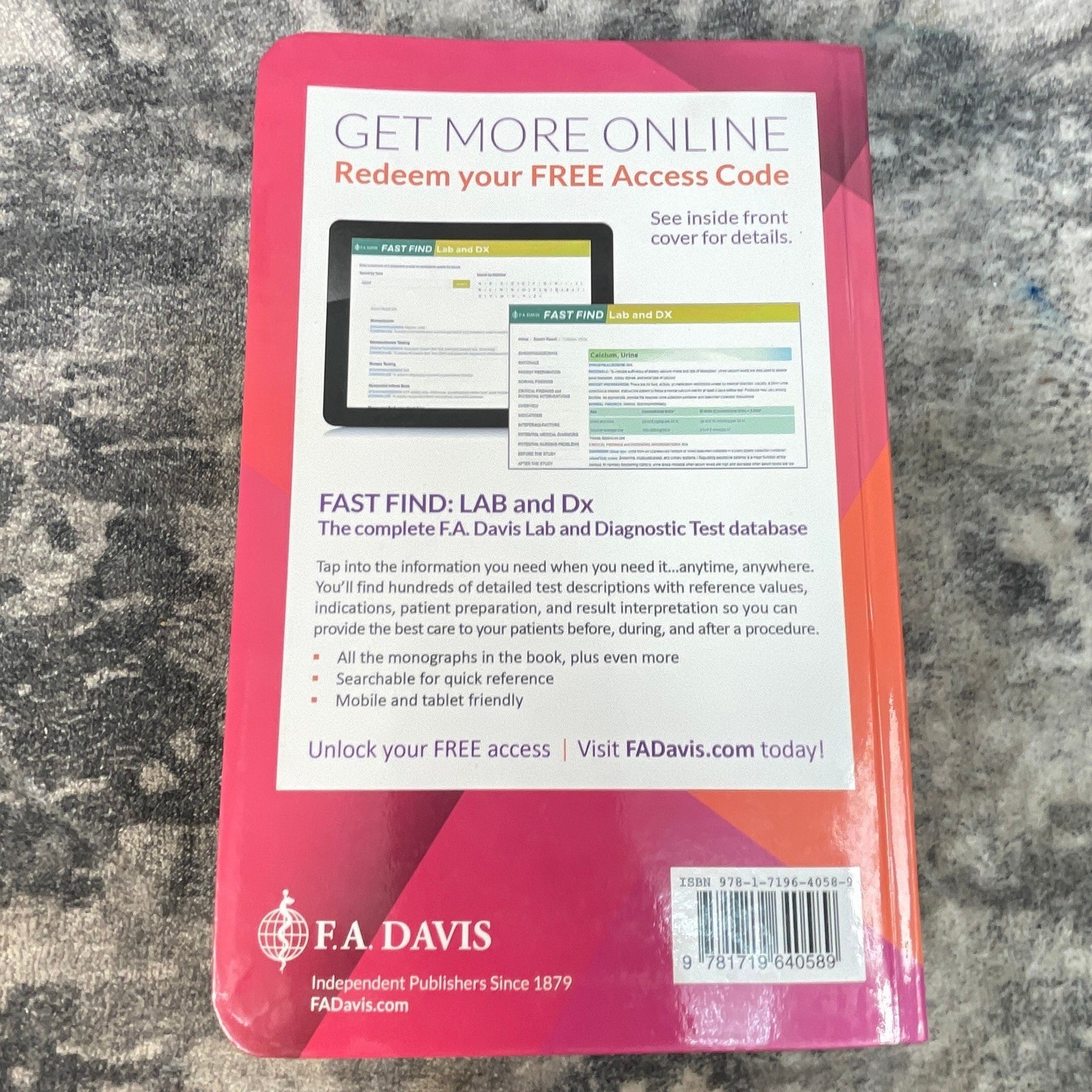 F.A. Davis Laboratory and Diagnostic Tests with Nursing Implications 9th Ed Book