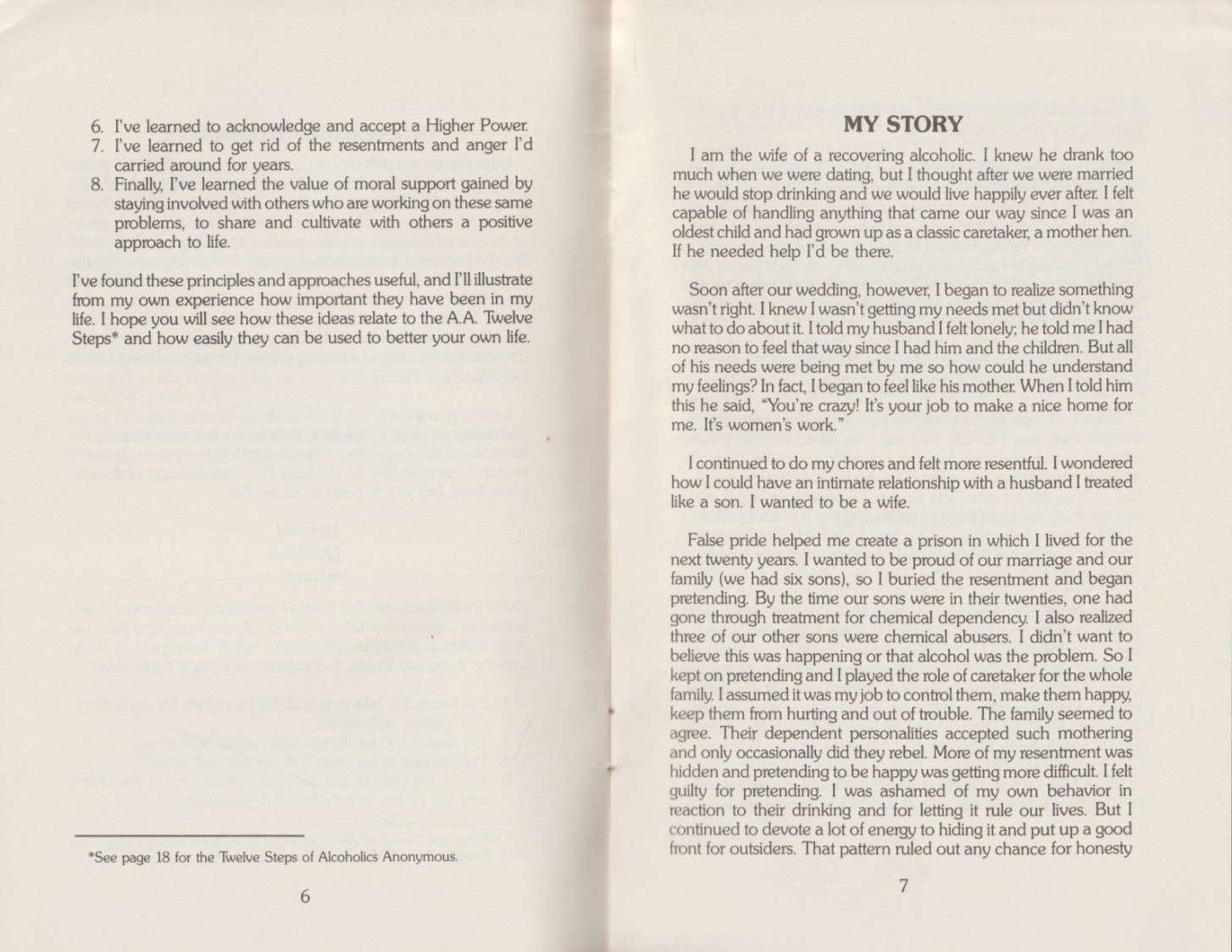 Detaching with Love by Carolyn W., 1984 Hazelden booklet, Alcoholics Anonymous