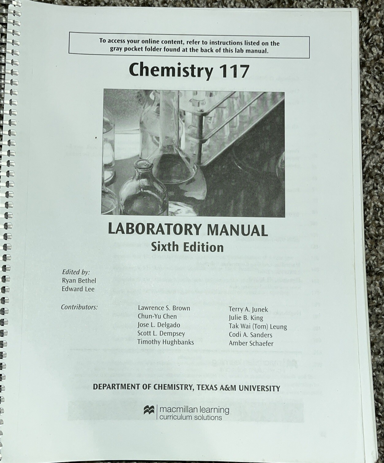 General Chemistry Of The Texas Environment Lab Manual 117