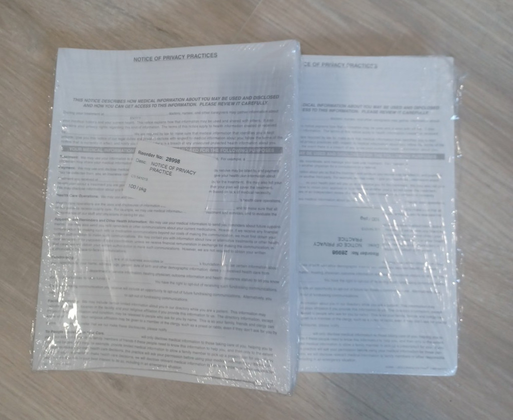 Medical Arts Press Notice of Privacy Practices, 100 per pack.