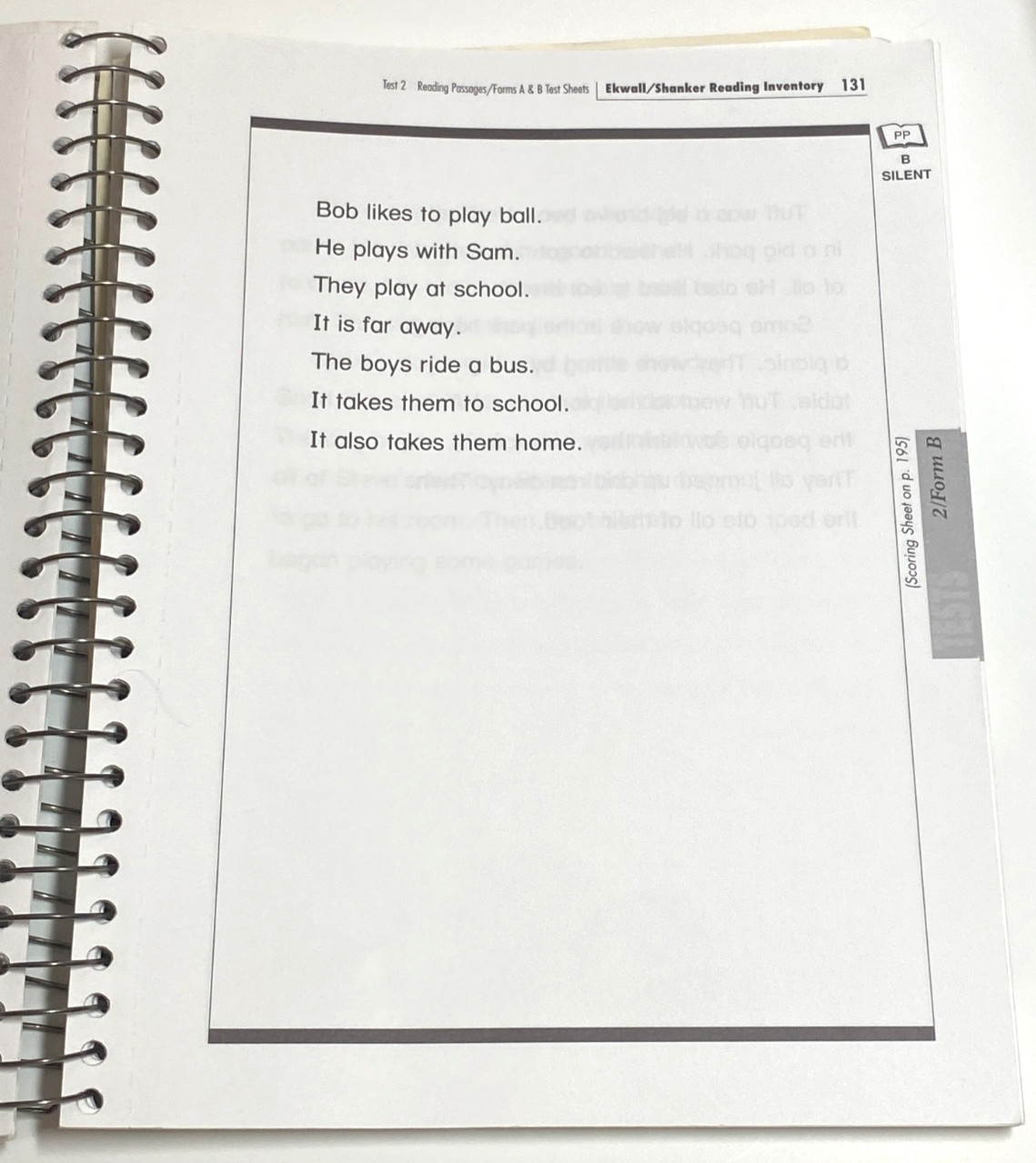 Reading Inventory Book by James Shanker and Ward Cockrum Ekwall/Shanker