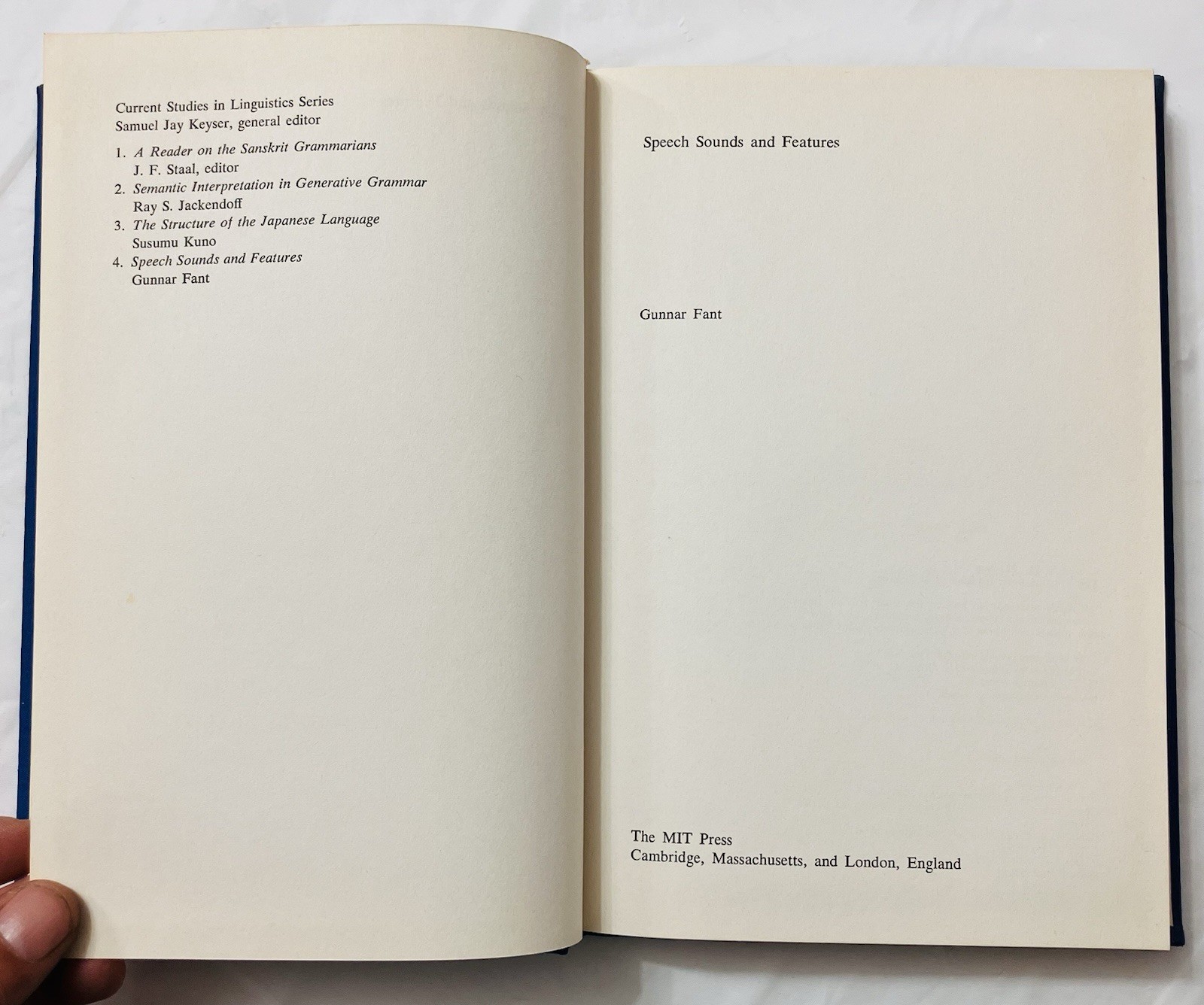 Speech Sounds and Features by Gunnar Fant (1973) MIT Press 1st Ed HC Linguistics