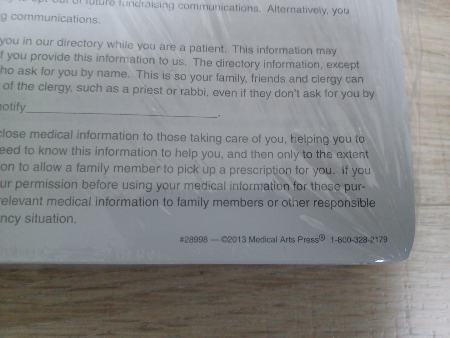Medical Arts Press Notice of Privacy Practices, 100 per pack.