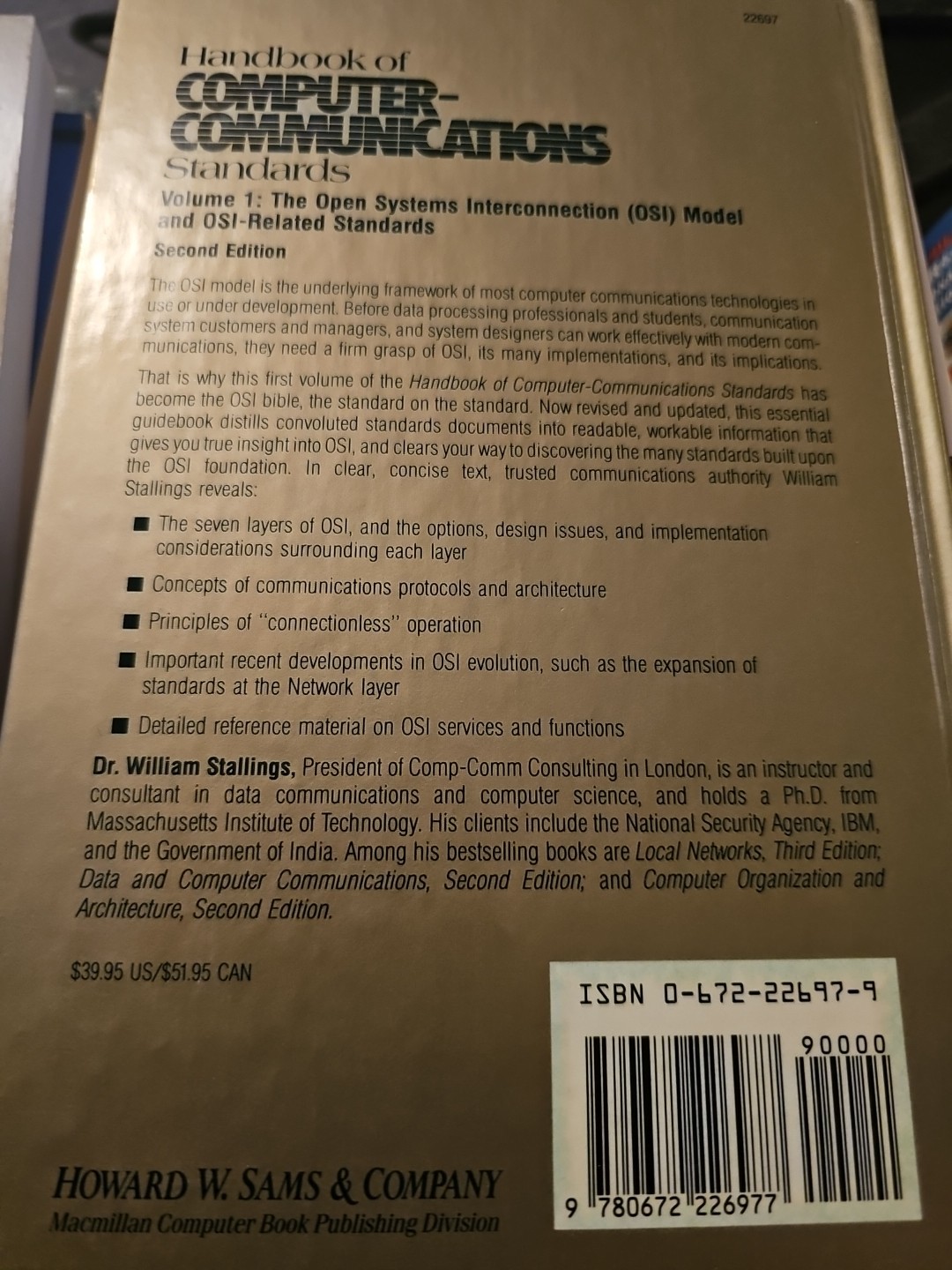 Handbook of Computer Communication by William Stallings (1990, Hardcover)