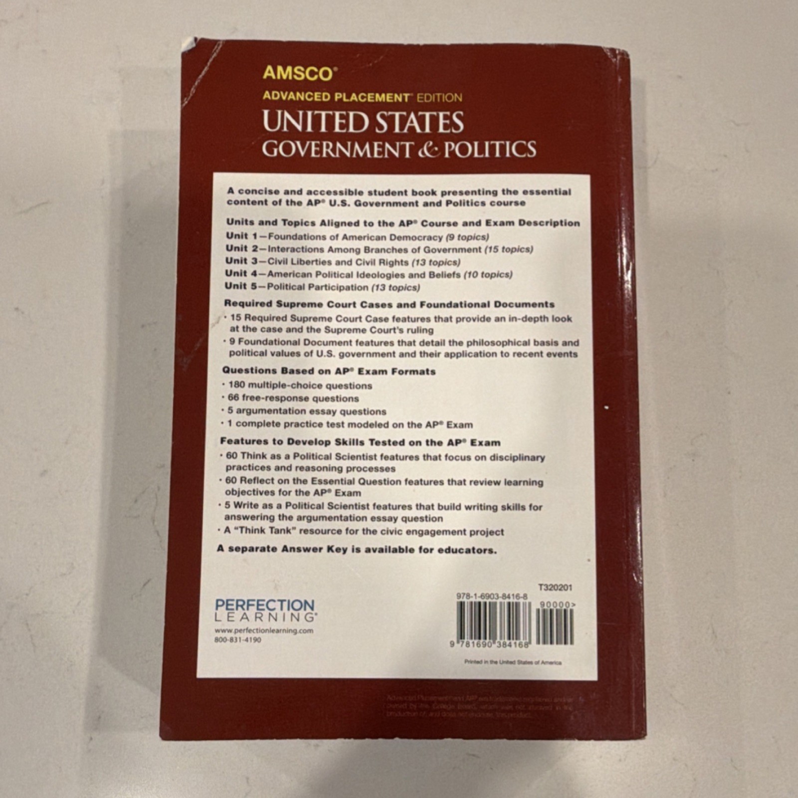 AMSCO Advanced Placement United States Government & Politics 3rd Edition 2022