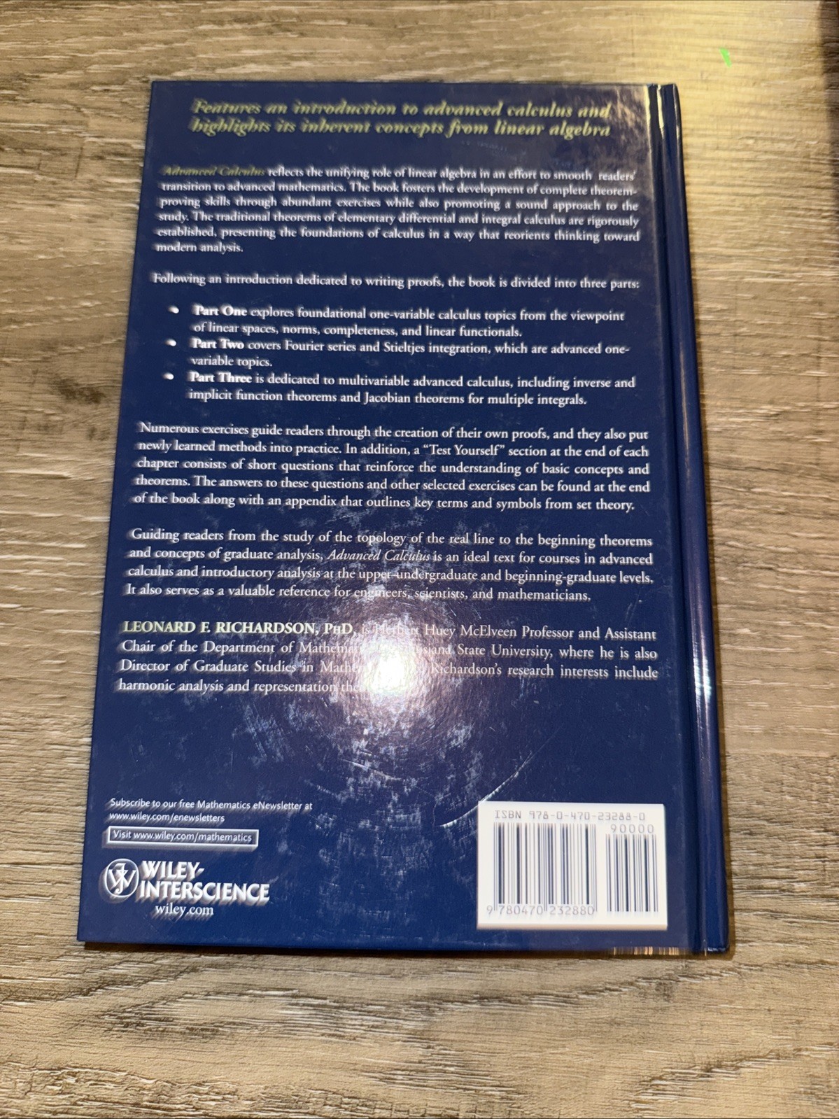 Advanced Calculus : An Introduction to Linear Analysis by Leonard F. Richardson