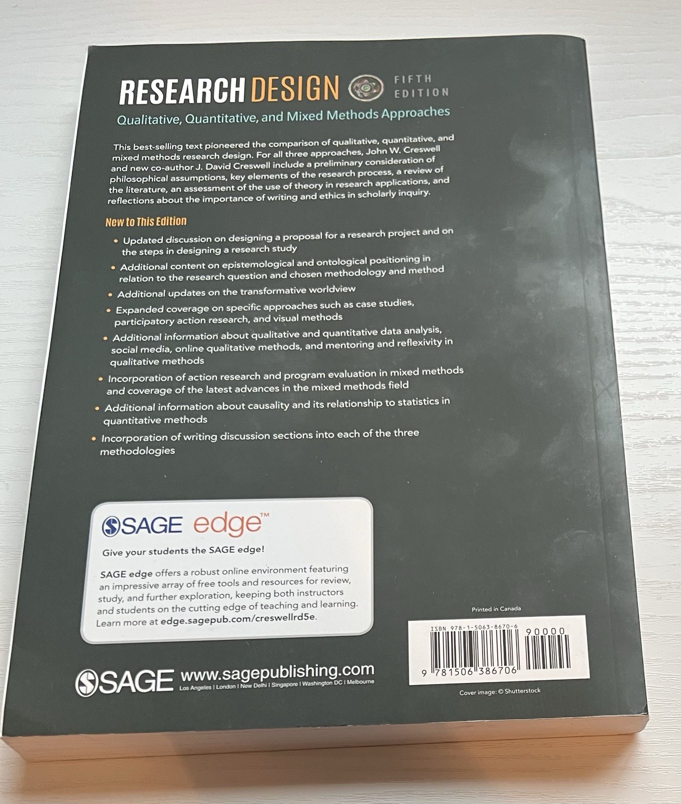 Research Design: Qualitative, Quantitative, and Mixed by J. Creswell 5th Edition