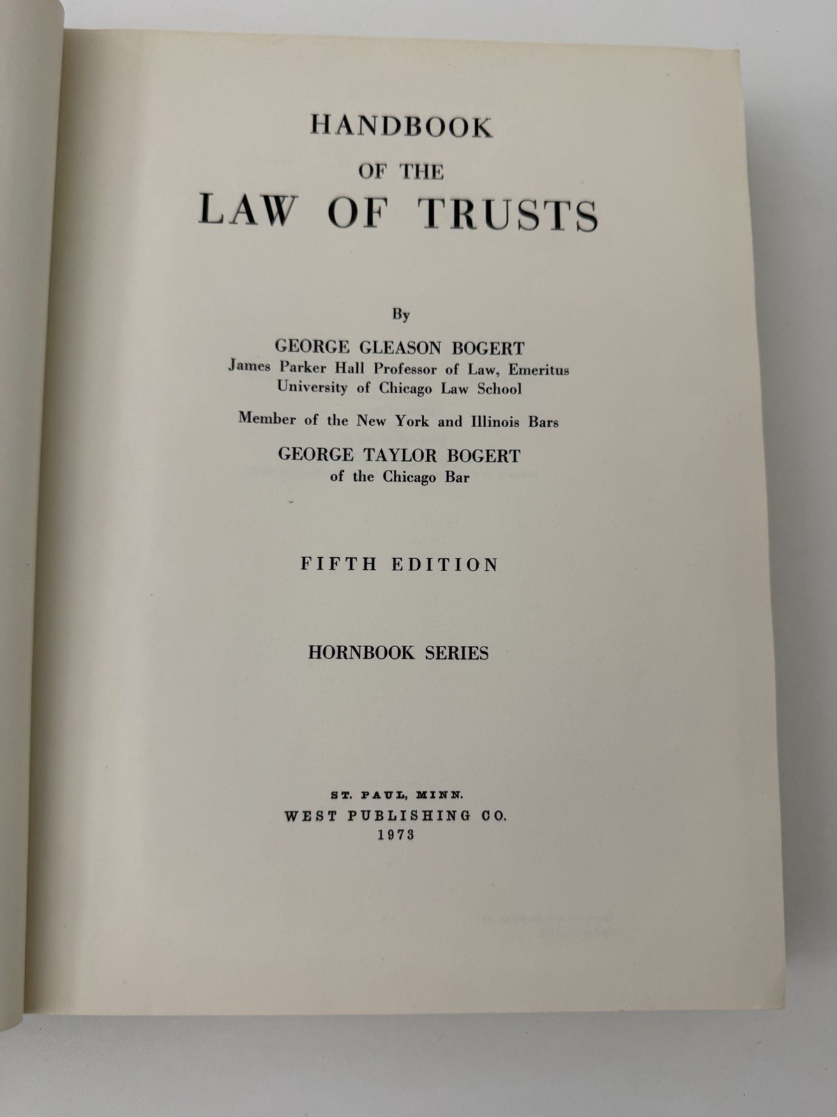 Laws Of Trusts By Bogert Hornbook Series Fifth Edition 1973 Hardcover Hornbook
