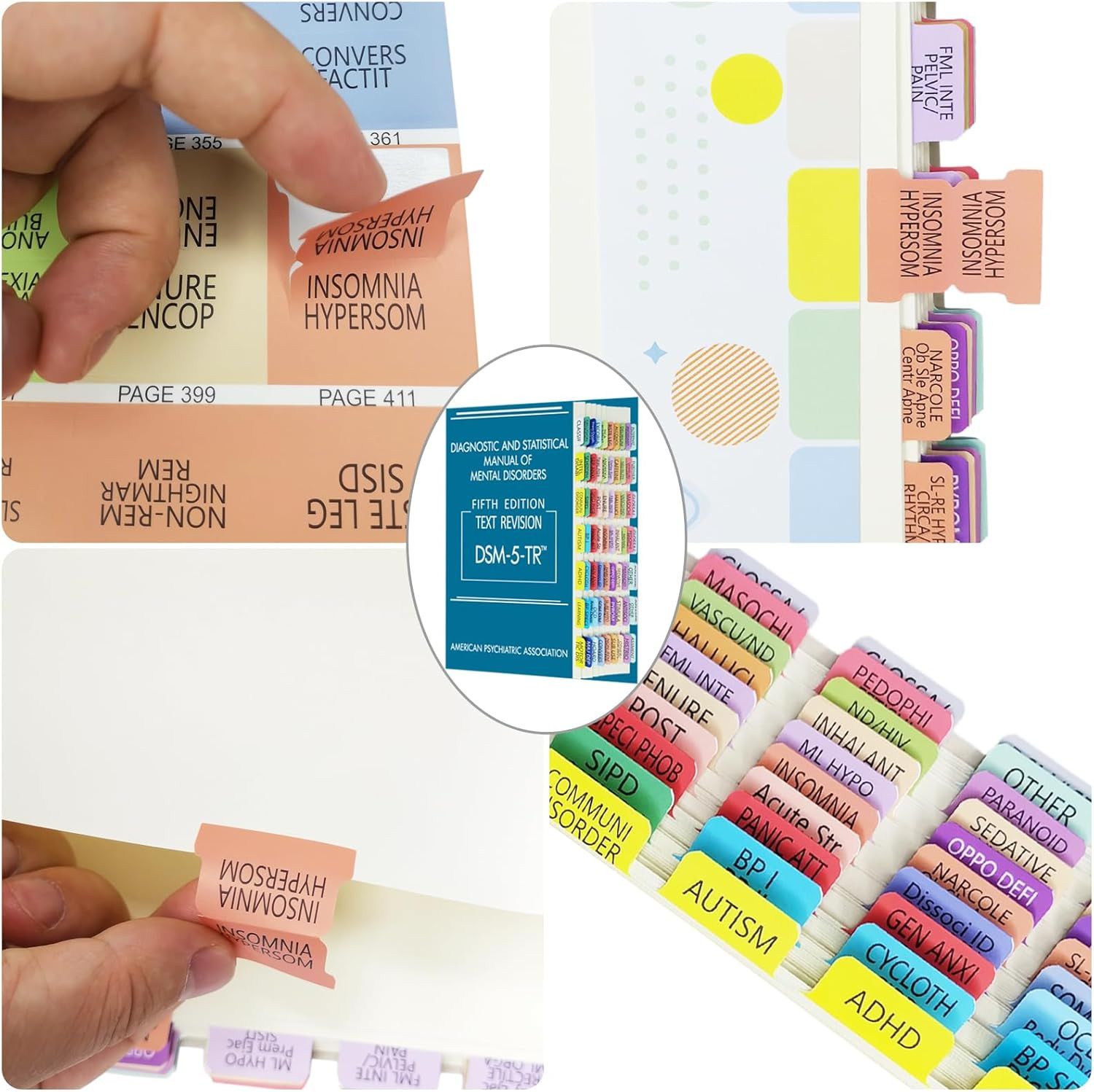 Index Tabs for DSM-5-TR, DSM-5, Color-Coded and Laminated DSM-V-TR Tabs, with 18