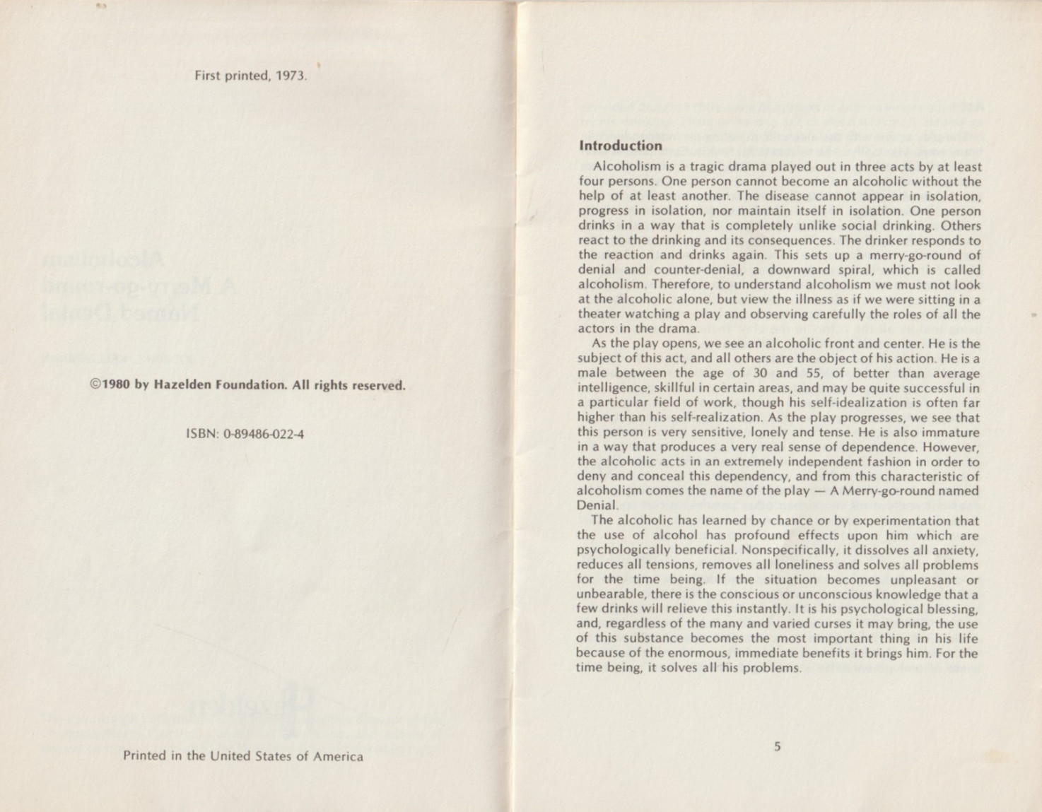 Alcoholism A Merry-Go-Round Named Denial, Kellermann, Alcoholics Anonymous, 1980