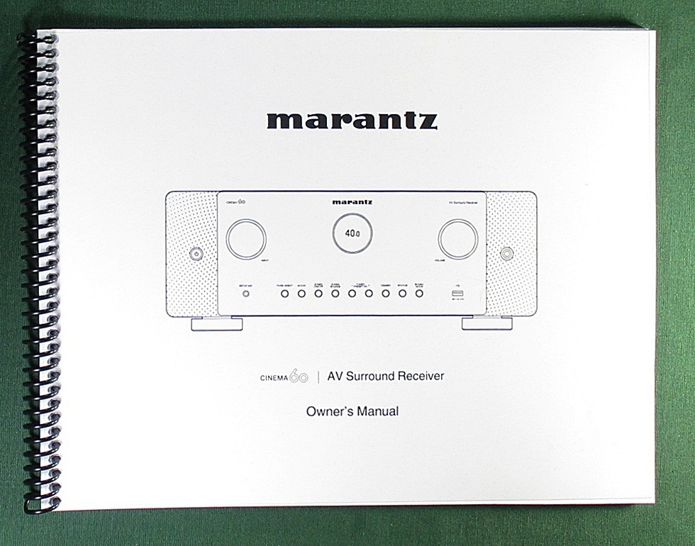 Marantz Cinema 60 Instruction Manual: 292 Pages & Protective Covers!