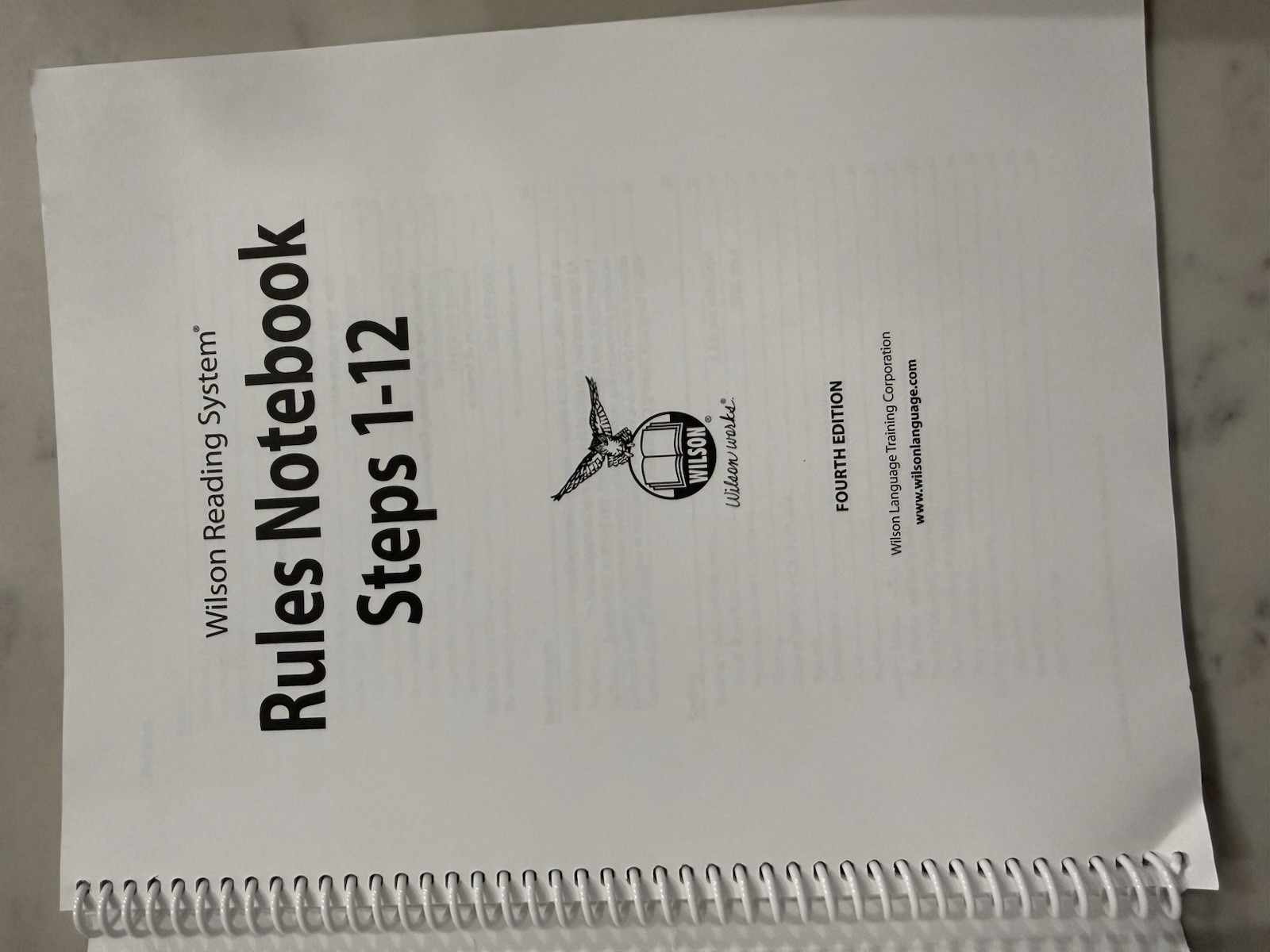 Wilson Reading System Rules Notebook Steps 1-12 4th Edition Spiral 2018
