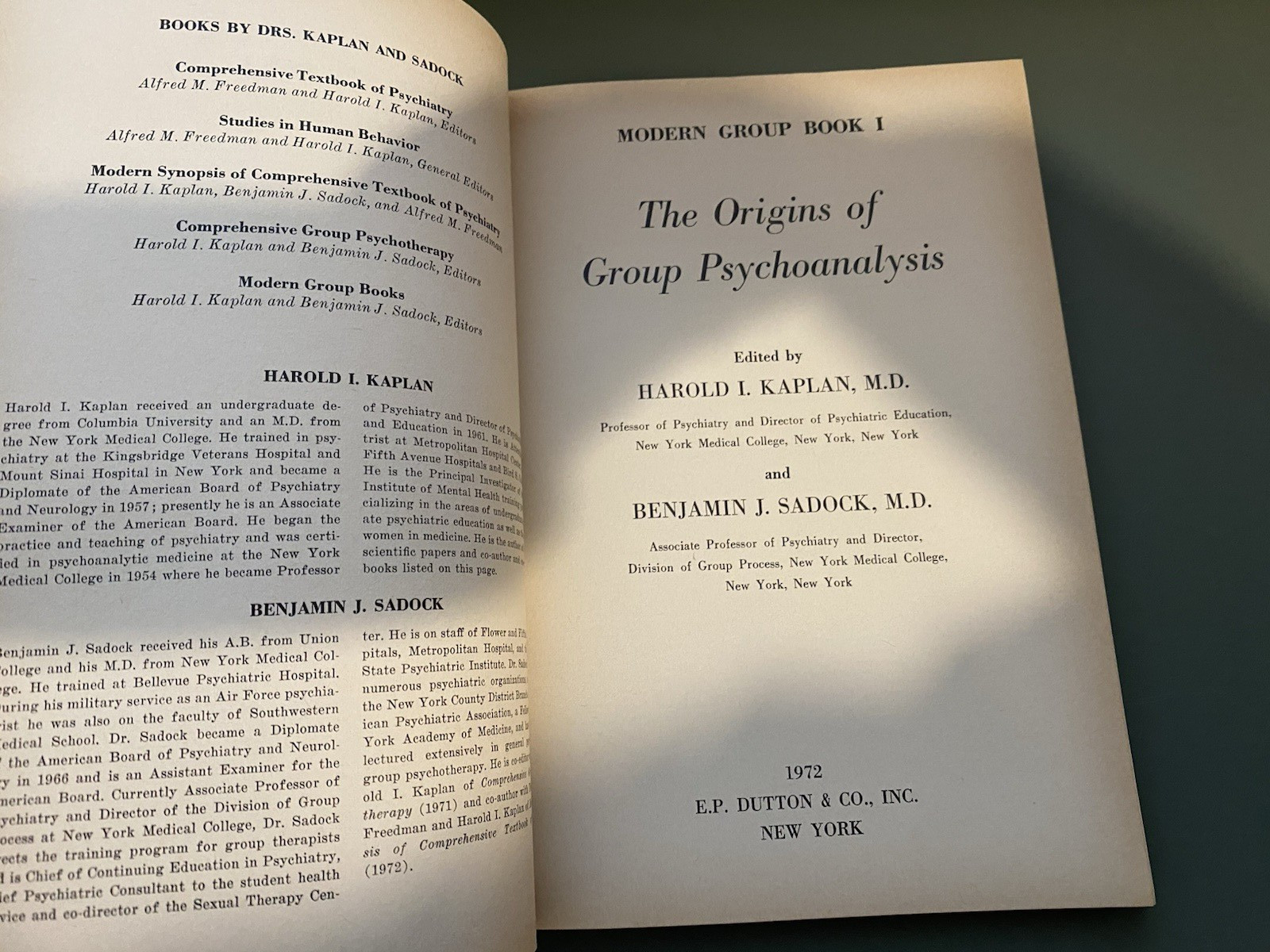 Lot of 4 Modern Group Books- Group Therapy 1st editions Harold I. Kaplan, M.D. +