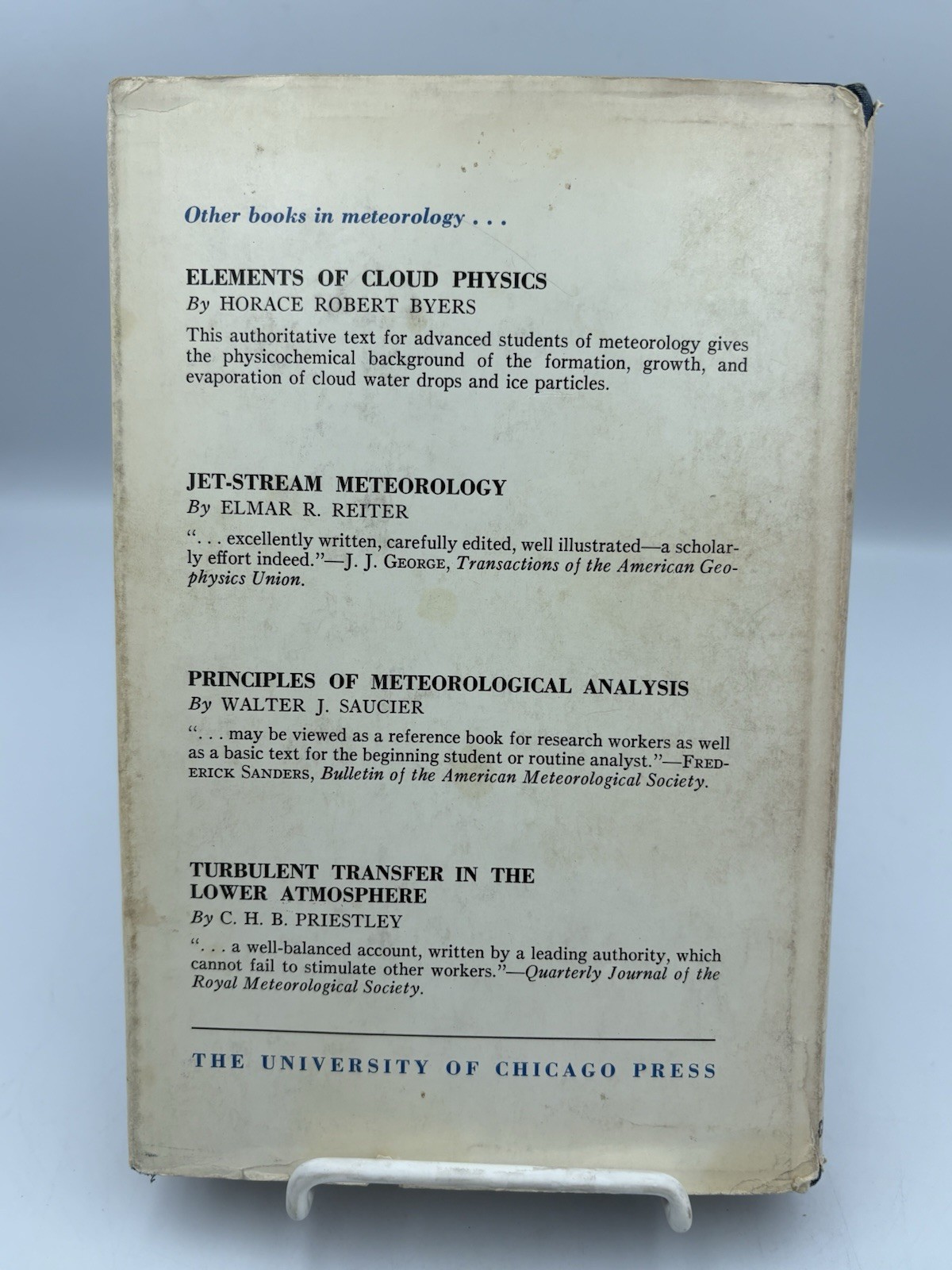 Physical Climatology By William D. Sellers (1969) Hardcover DJ