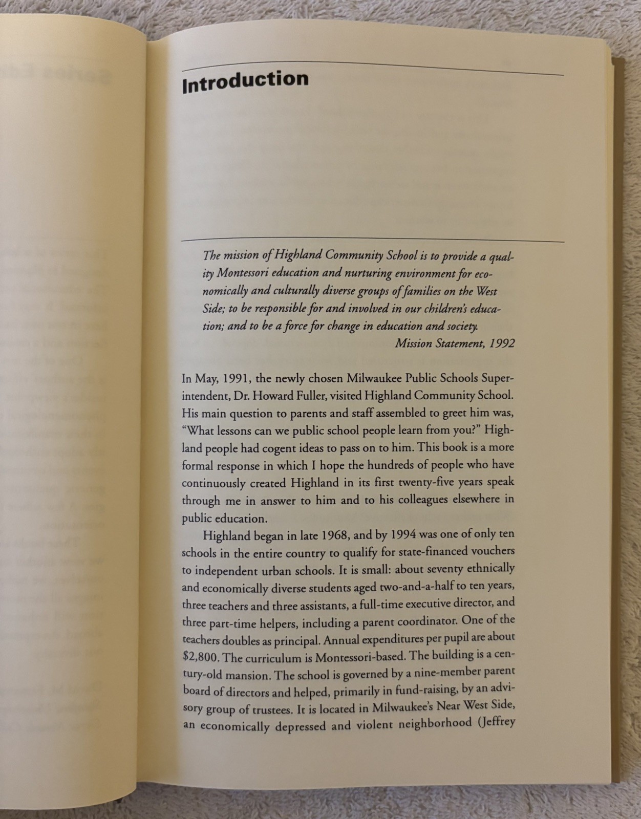 PARENT-CENTERED EARLY SCHOOL, Michael Williams, 1997