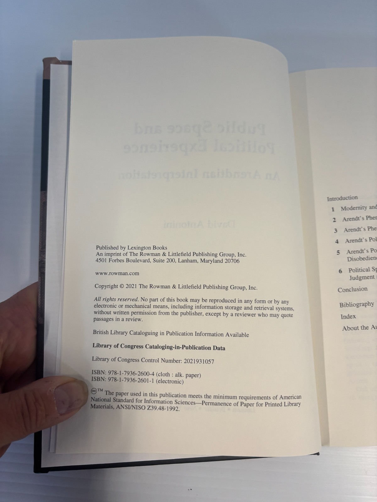 Public Space and Political Experience : An Arendtian Interpretation, Hardcover
