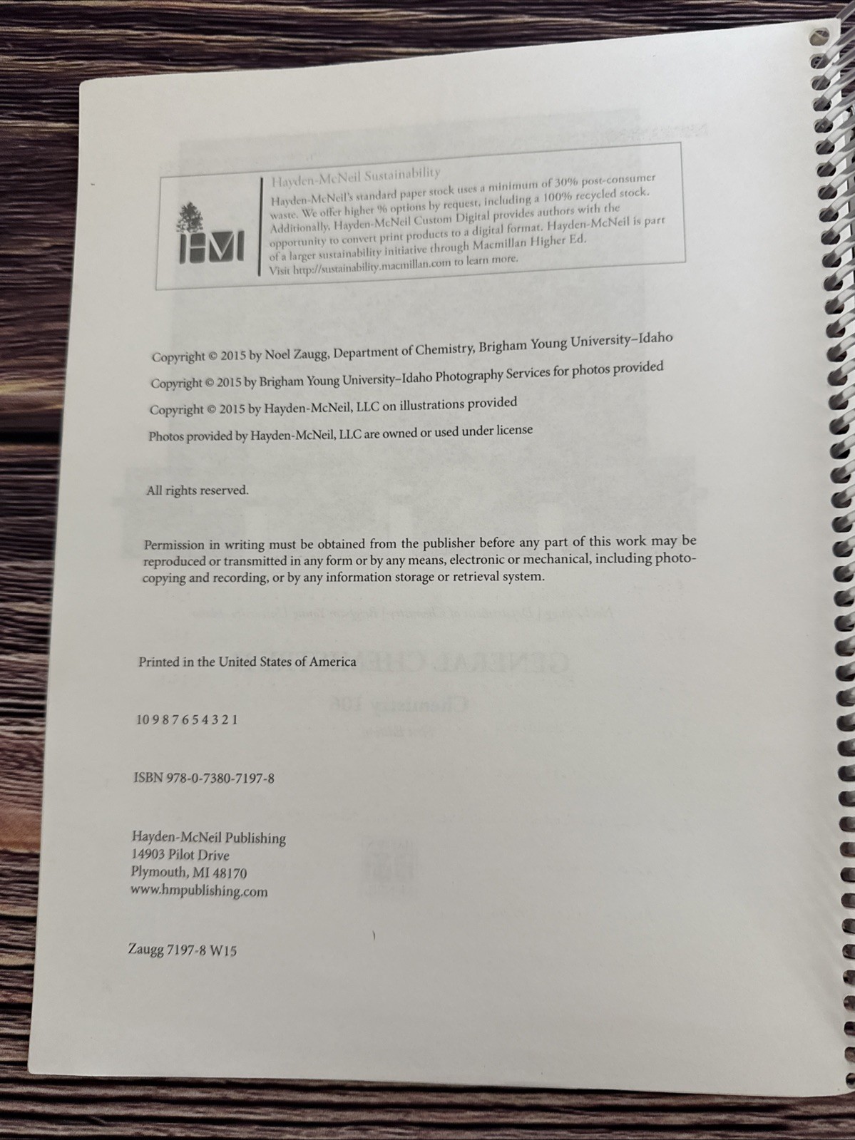 General Chemistry II – Chemistry 106 – Noel Zaugg, Hayden McNeil