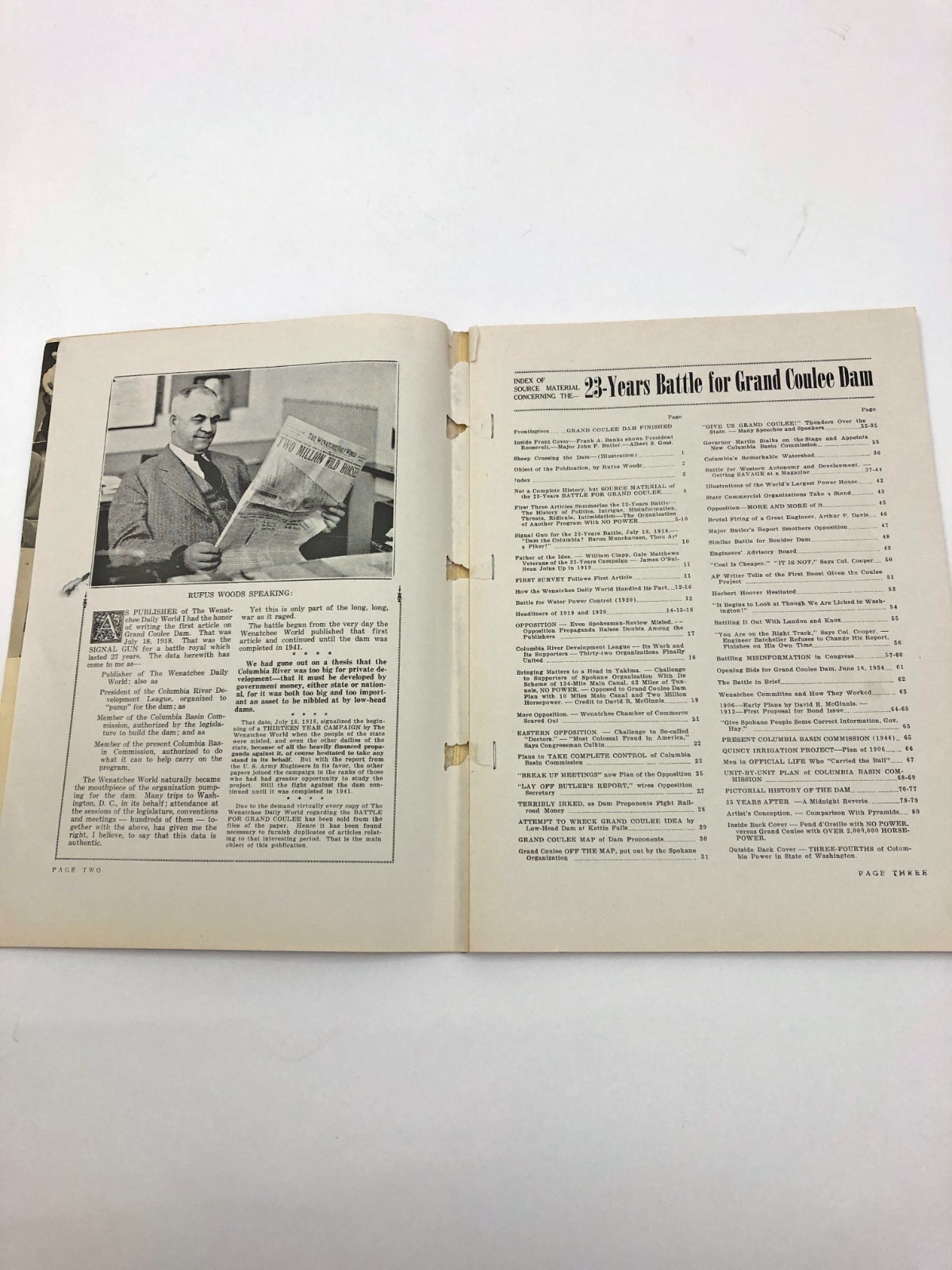 The 23-Years Battle for Grand Coulee Dam by Rufus Woods PB 80 Pages 1944