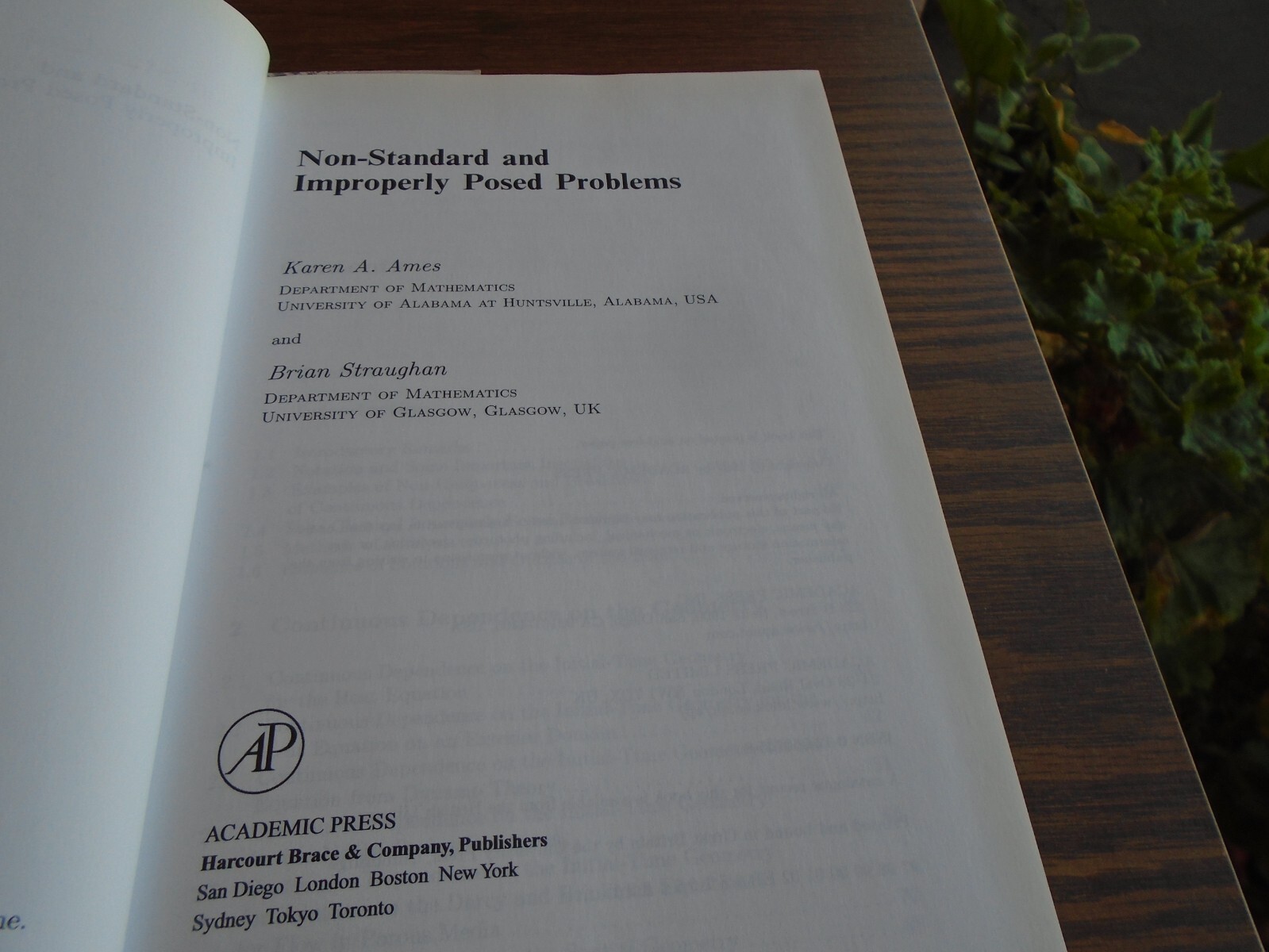 NON-STANDARD AND IMPROPERLY POSED PROBLEMS, VOLUME 194 By K. A. Ames & Brian