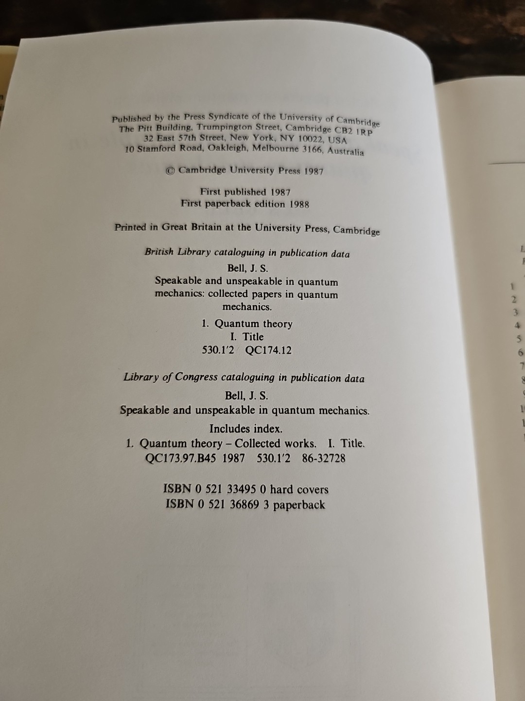 Speakable & Unspeakable in Quantum Mechanics J.S. Bell 1987 First Ed HC DJ