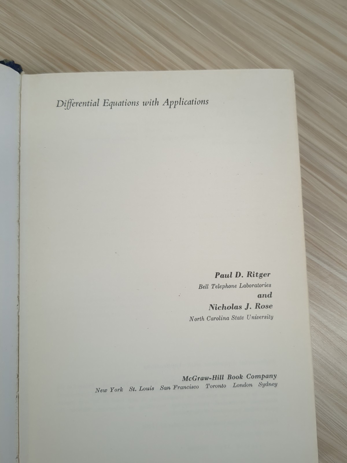 Differential equations,: With applications and historical notes (International,