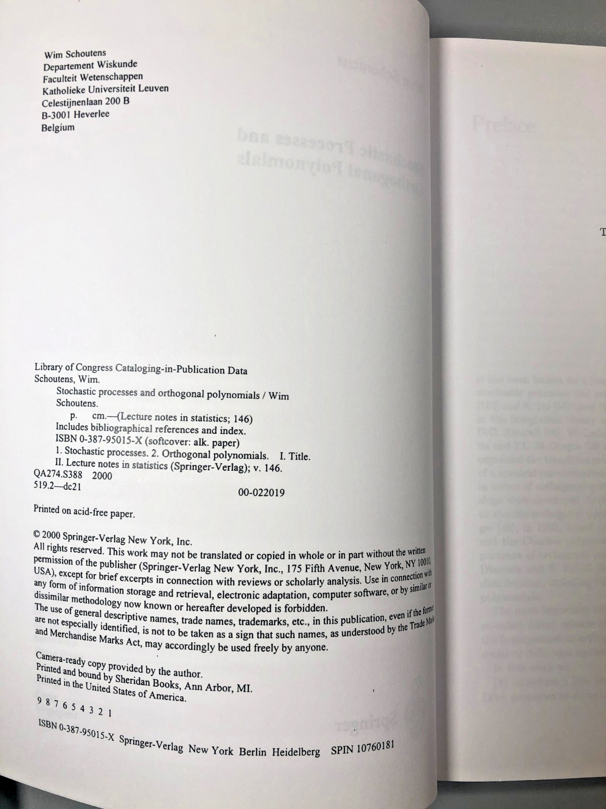 Stochastic Processes and Orthogonal Polynomials Wim Schoutens Springer LNS 146