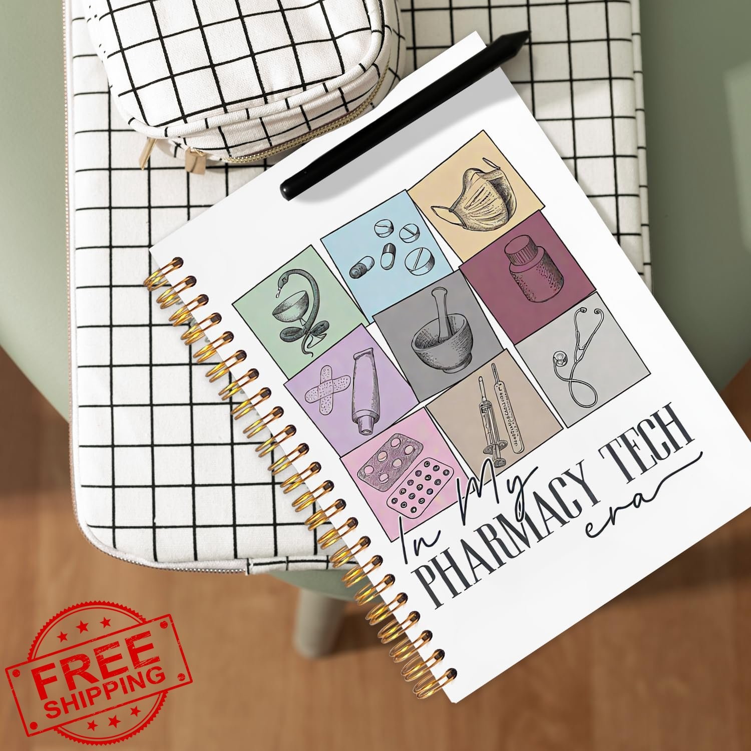 NATSUNO Pharmacy Tech Journal 5.5×8.3in Hardcover Medical Notebook
