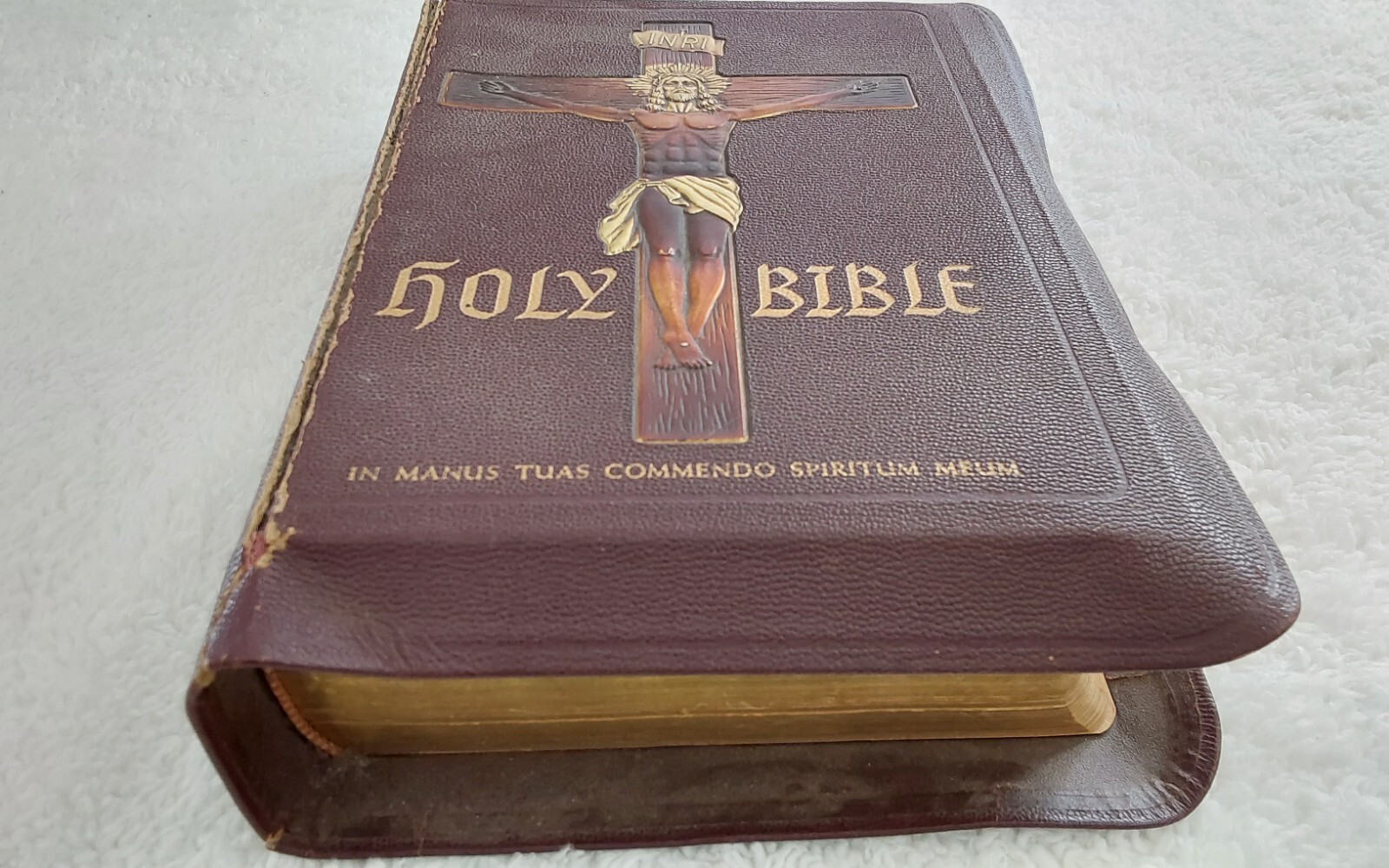 Vtge. 1955 Holy Bible Holy Trinity Edition Of Catholic Bible Archbishop Book