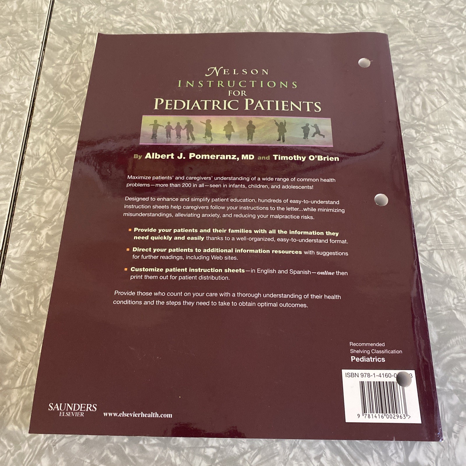 Nelson’s Instructions for Pediatric Patients Pomeranz MD & OBrien *Unused Code*